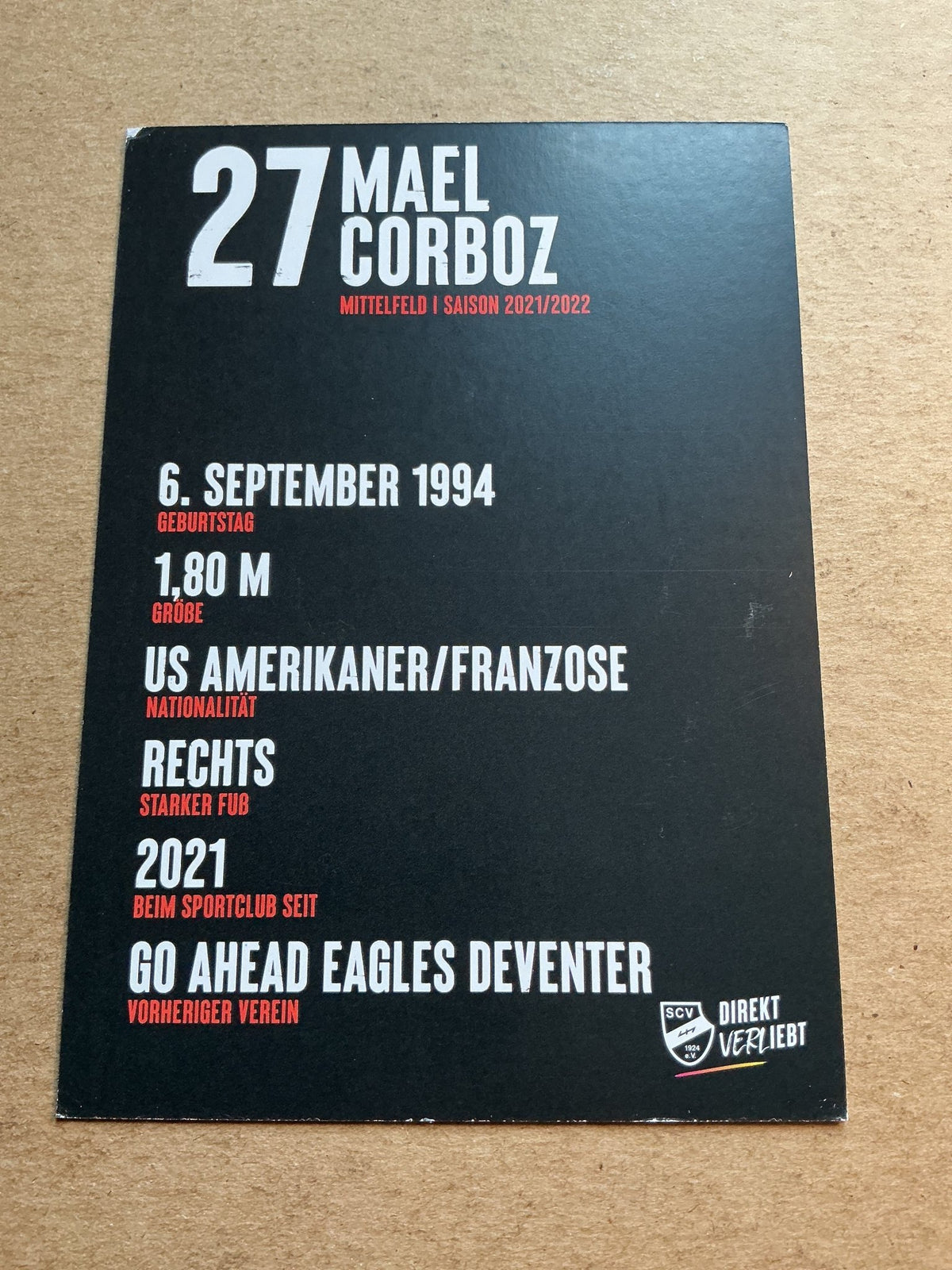 Mael Corboz, USA 🇺🇸 SC Verl 2021/22 hand signed - Autographs-World