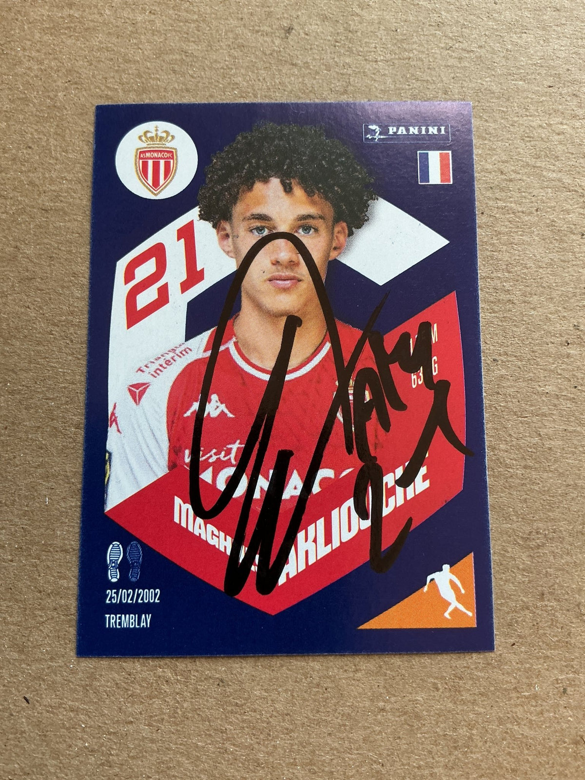 Magnes Akliouche, France 🇫🇷 AS Monaco 2024 Panini hand signed - Autographs-World