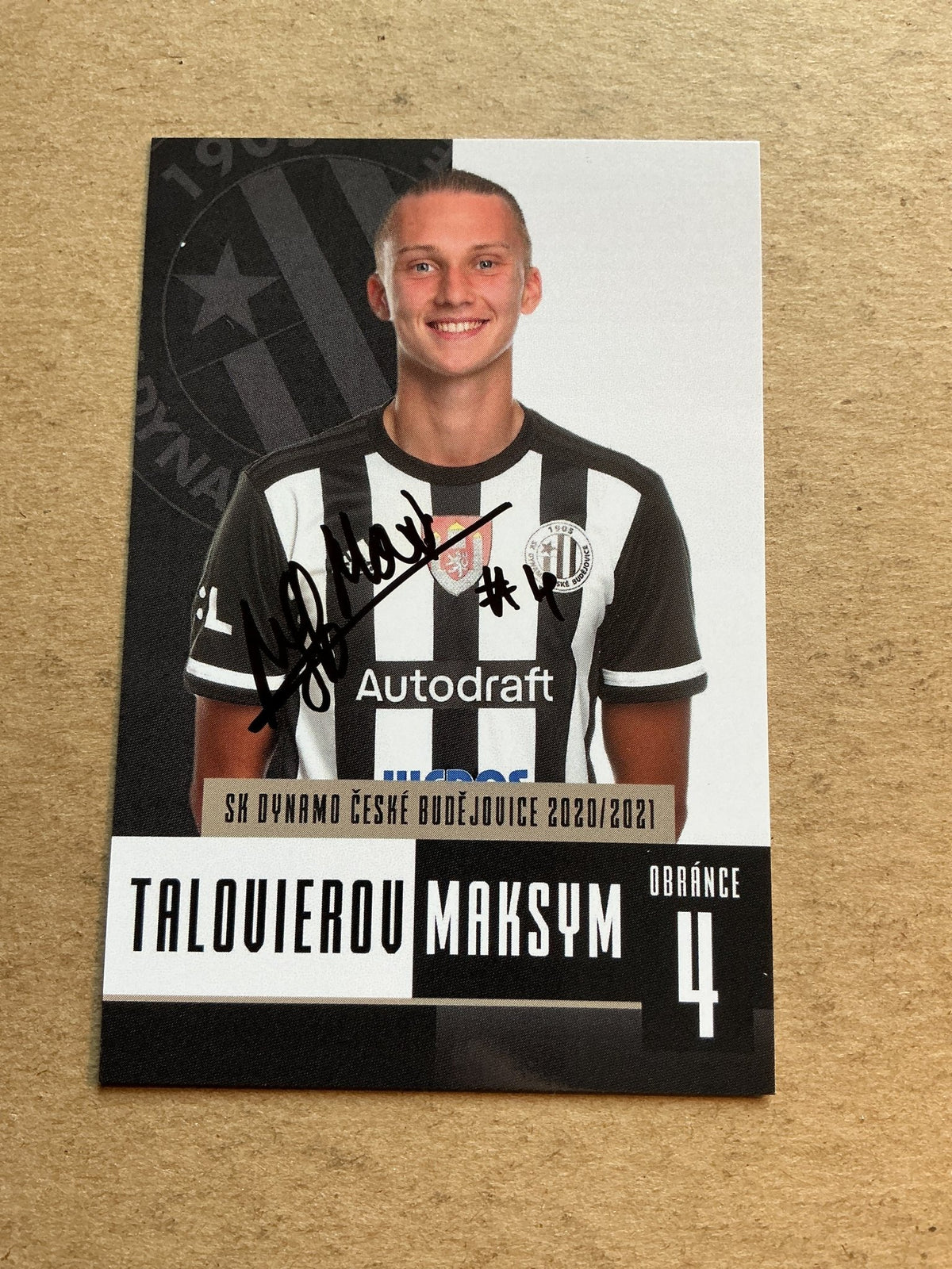 Maksym Talovierov, Ukraine 🇺🇦 SK Dynamo České Budějovice 2020/21 hand signed - Autographs-World