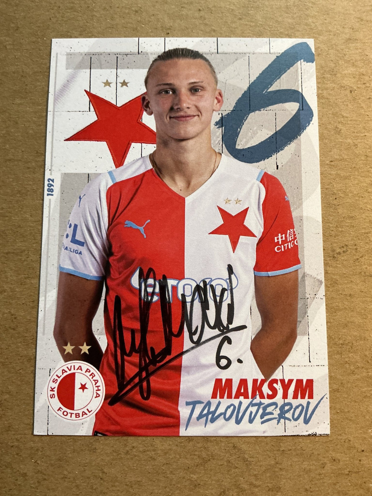 Maksym Talovjerov, Ukraine 🇺🇦 SK Slavia Prague 2021/22 hand signed - Autographs-World