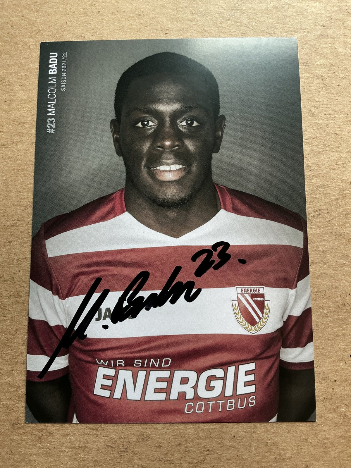 Malcolm Badu, Germany 🇩🇪 FC Energie Cottbus 2021/22 hand signed - Autographs-World