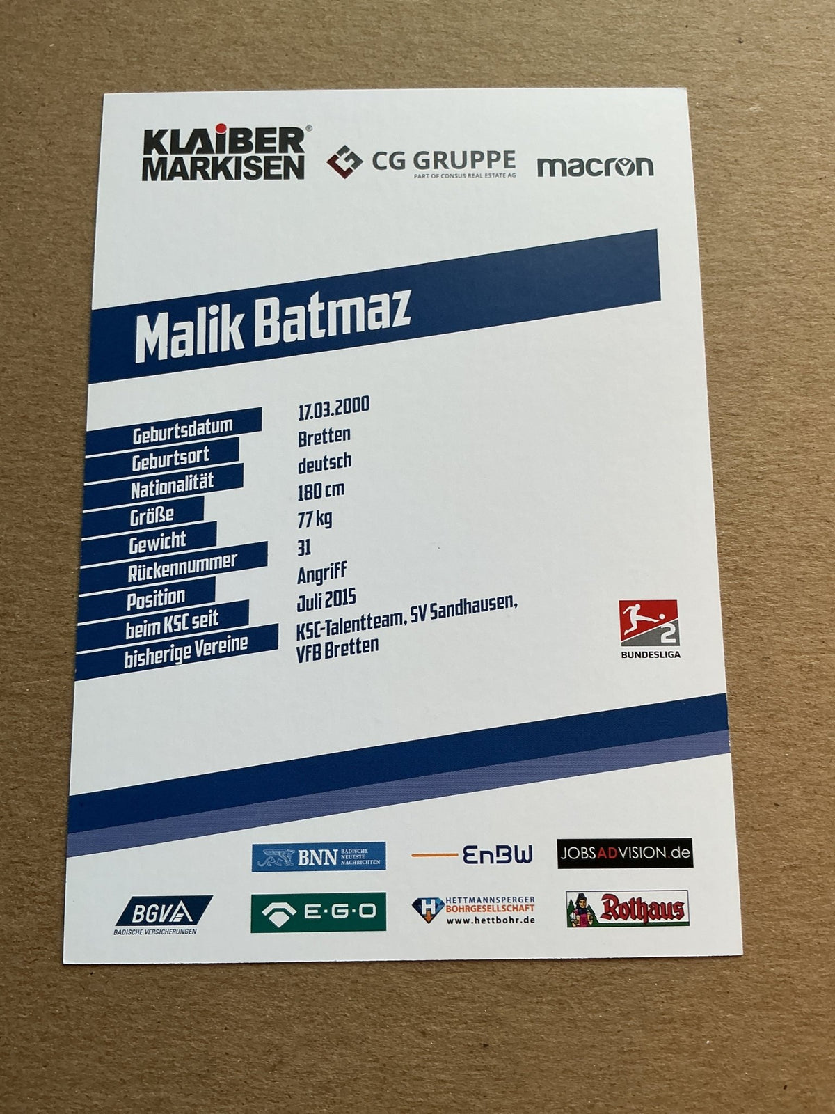 Malik Batmaz, Germany 🇩🇪 Karlsruher SC 2019/20 hand signed - Autographs-World