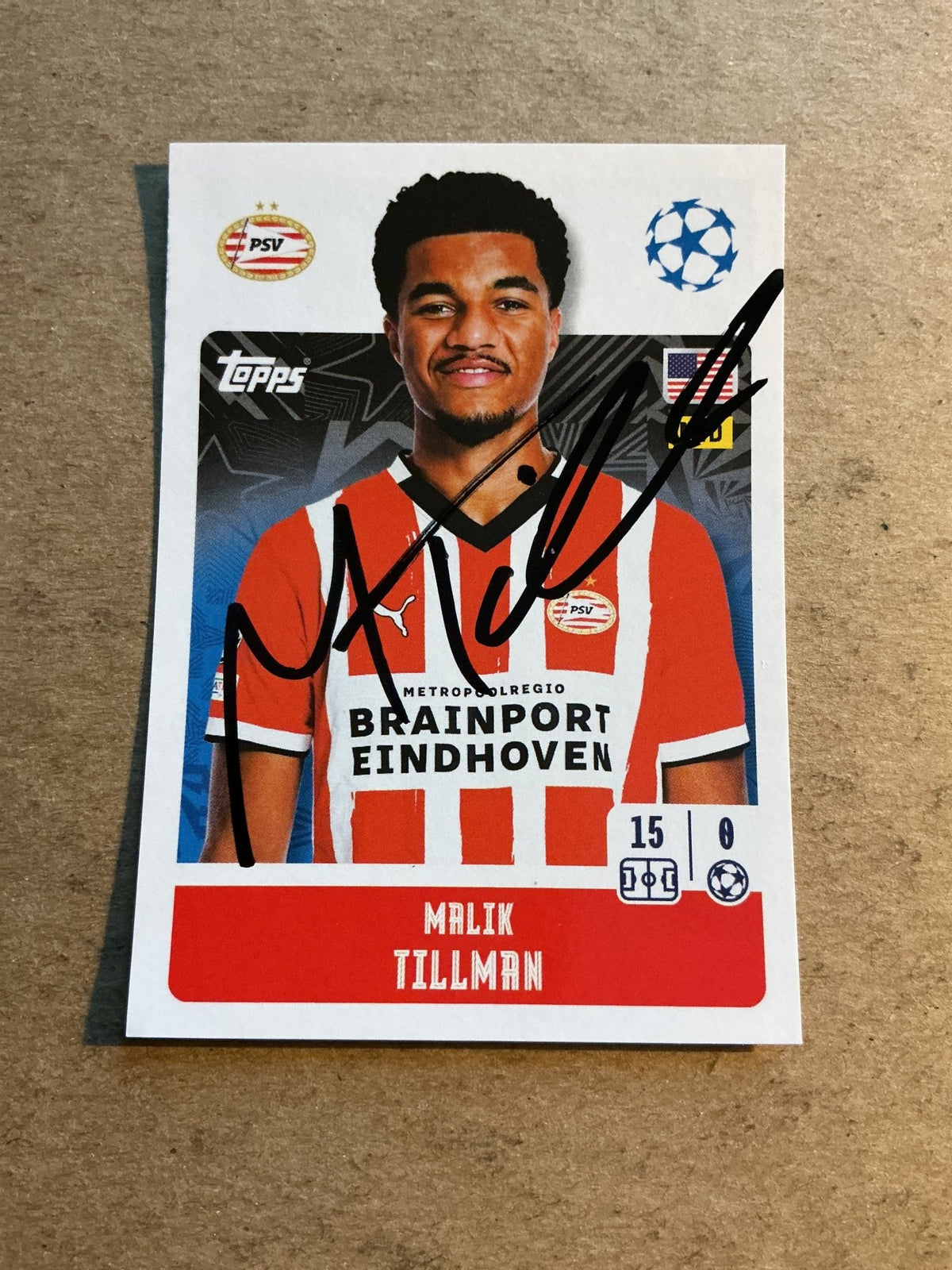 Malik Tillman, USA 🇺🇸 PSV Eindhoven 2024/25 Topps hand signed - Autographs-World