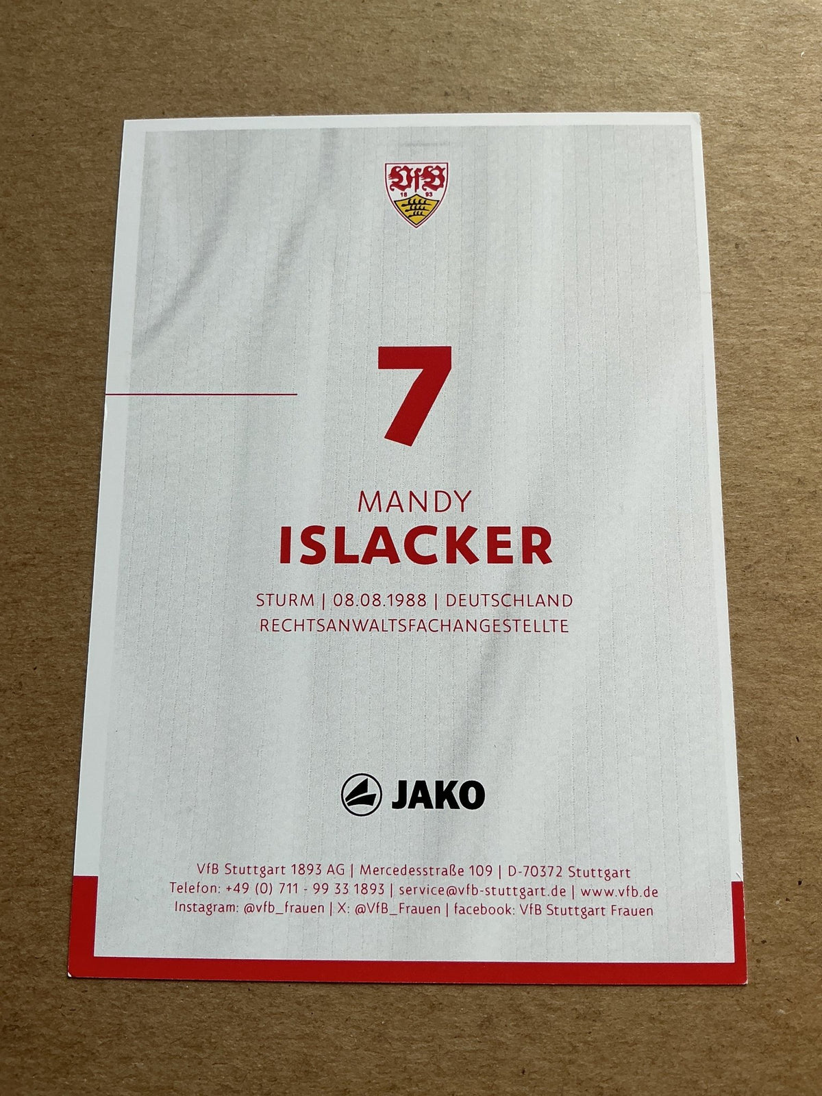 Mandy Islacker, Germany 🇩🇪 VfB Stuttgart 2024/25 hand signed - Autographs-World
