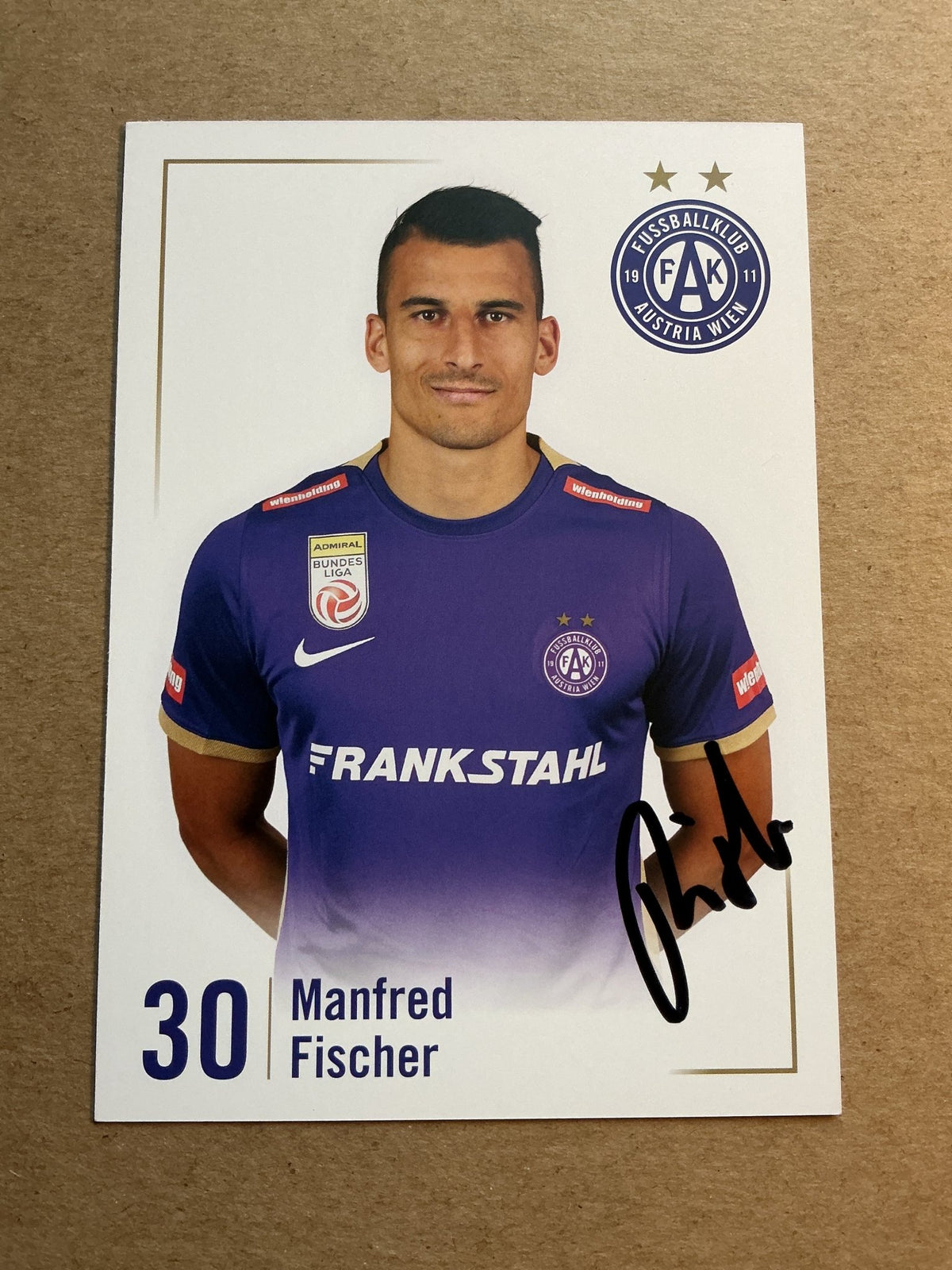 Manfred Fischer, Austria 🇦🇹 FK Austria Wien 2023/24 hand signed - Autographs-World
