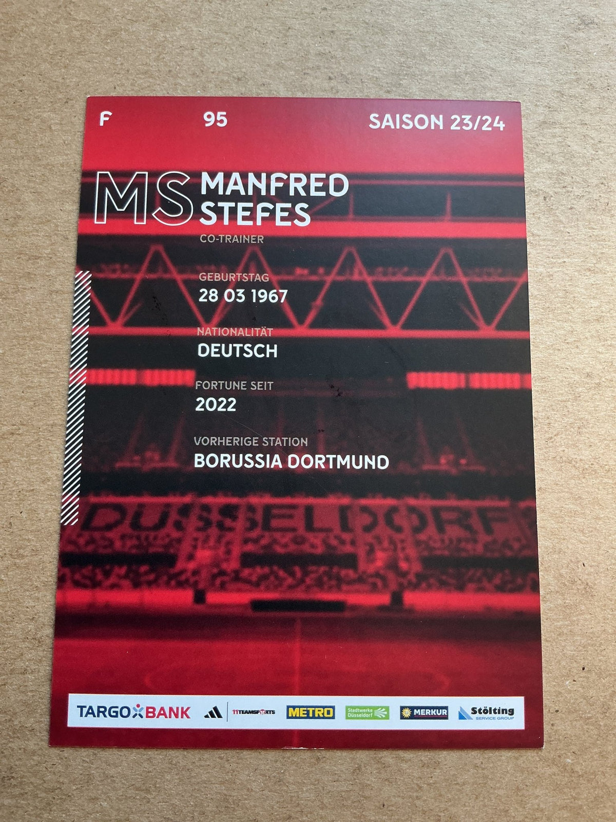 Manfred Stefes, Germany 🇩🇪 Fortuna Düsseldorf 2023/24 hand signed - Autographs-World