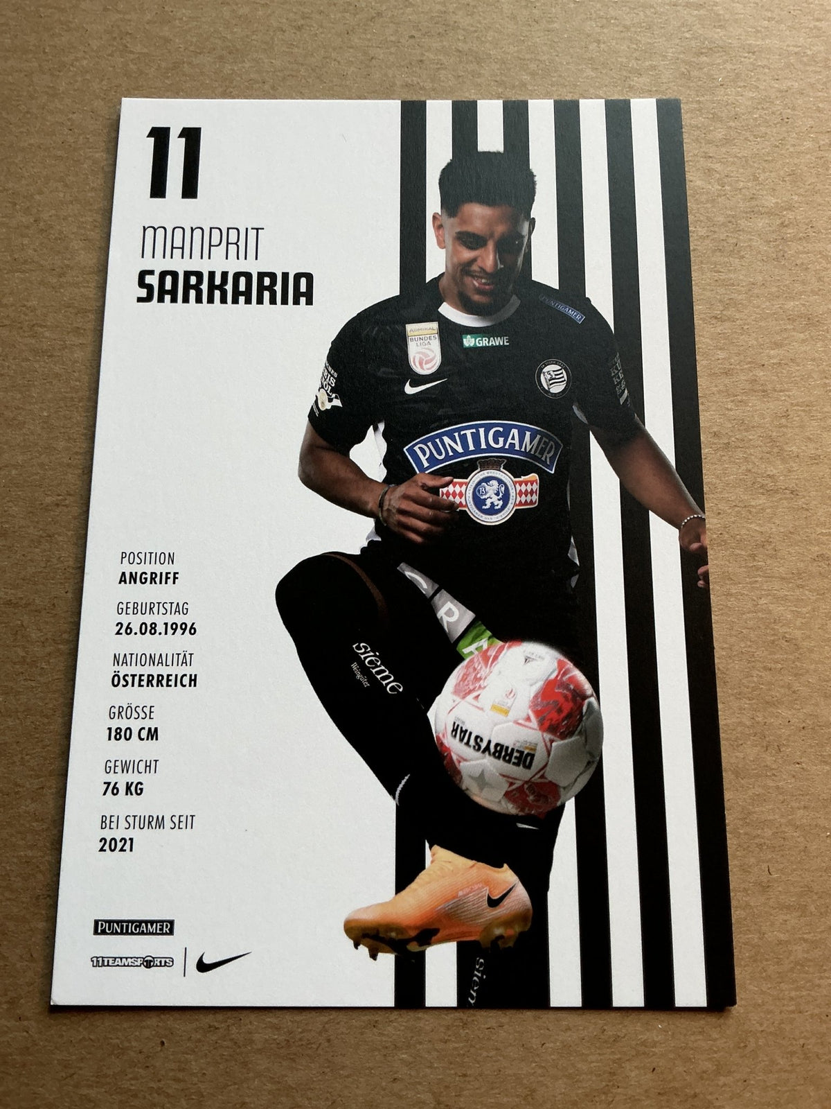 Manprit Sarkaria, Austria 🇦🇹 SK Sturm Graz 2024/25 hand signed - Autographs-World