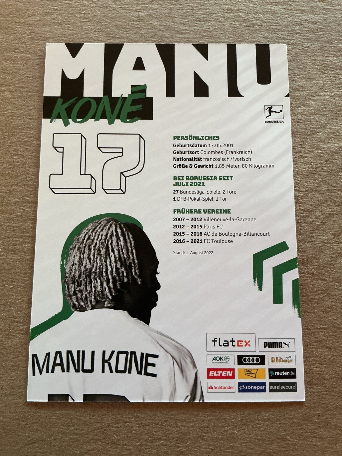 Manu Koné, France 🇫🇷 Borussia Mönchengladbach 2022/23 hand signed - Autographs-World