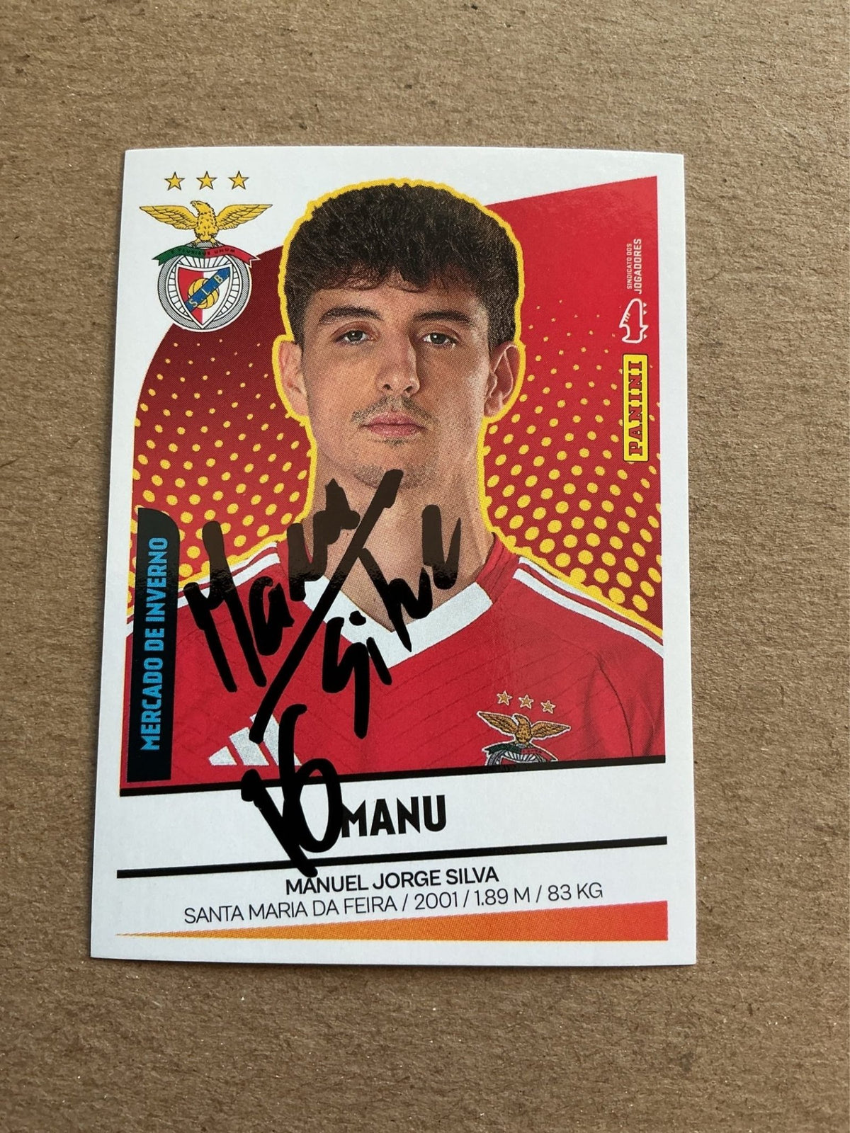 Manu Silva, Portugal 🇵🇹 SL Benfica 2024/25 Panini hand signed - Autographs-World