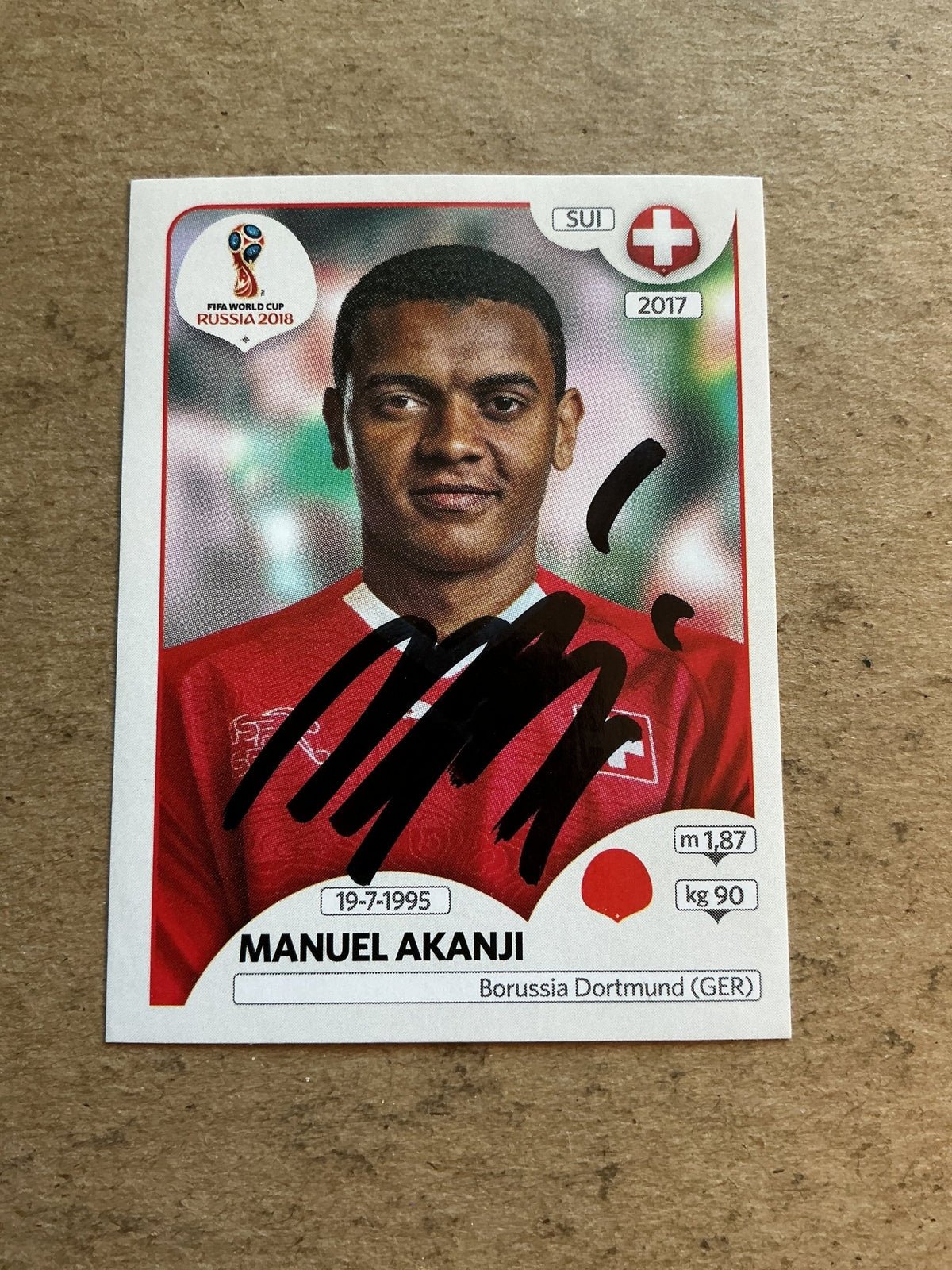 Manuel Akanji, Switzerland 🇨🇭 FIFA World Cup 2018 Panini hand signed - Autographs-World