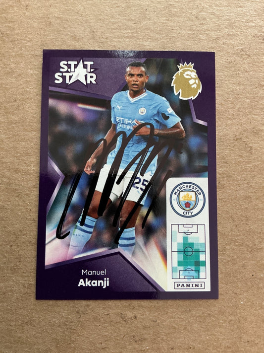 Manuel Akanji, Switzerland 🇨🇭 Manchester City 2024 Panini hand signed - Autographs-World