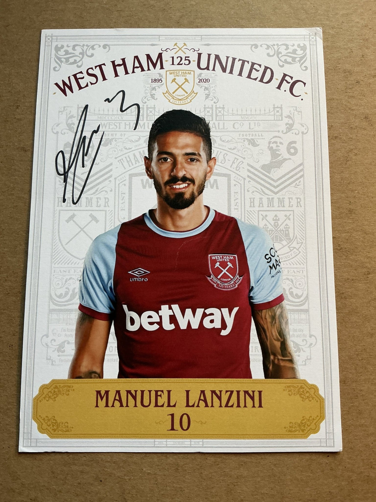 Manuel Lanzini, Argentina 🇦🇷 West Ham United 2020/21 hand signed - Autographs-World