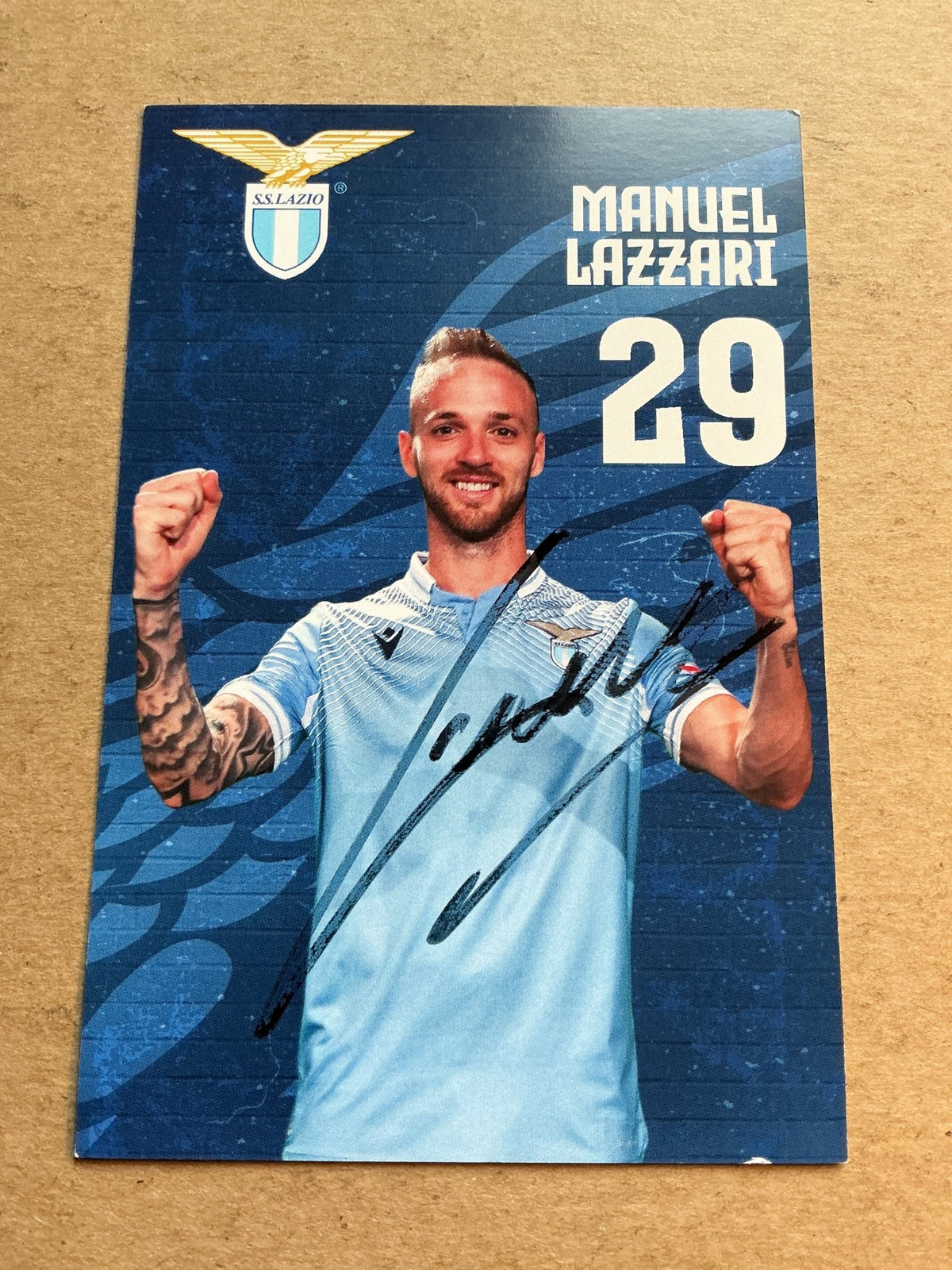 Manuel Lazzari, Italy 🇮🇹 Lazio Rom 2020/21 hand signed - Autographs-World