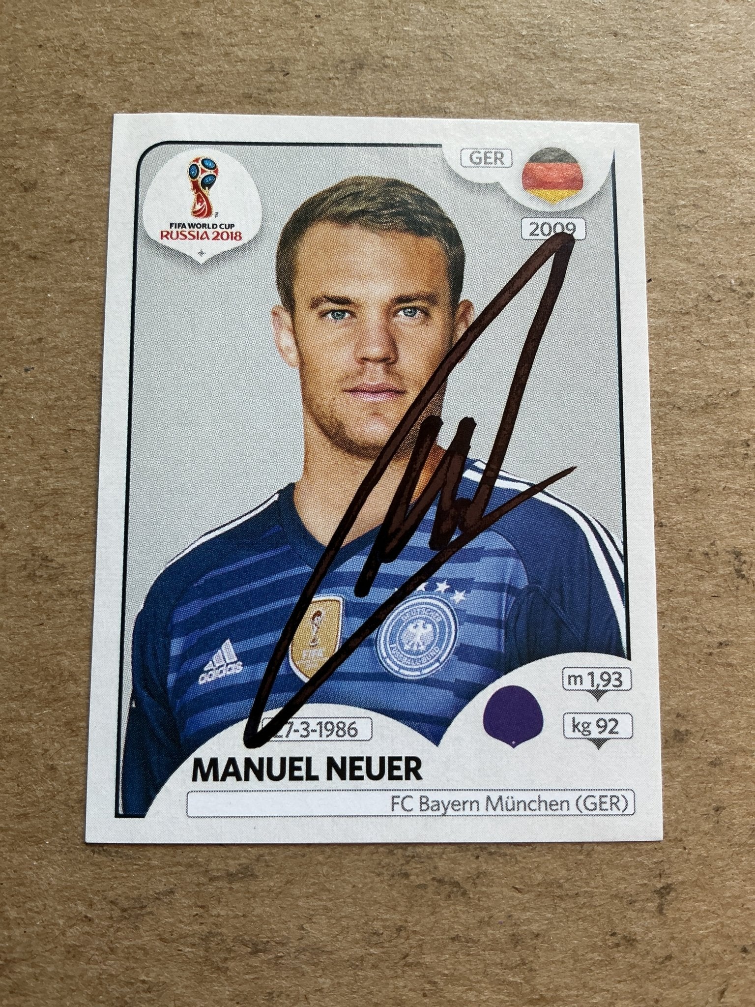 Manuel Neuer, Germany 🇩🇪 FIFA World Cup 2018 Panini hand signed - Autographs-World