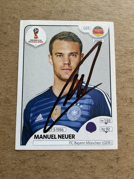 Manuel Neuer, Germany 🇩🇪 FIFA World Cup 2018 Panini hand signed - Autographs-World