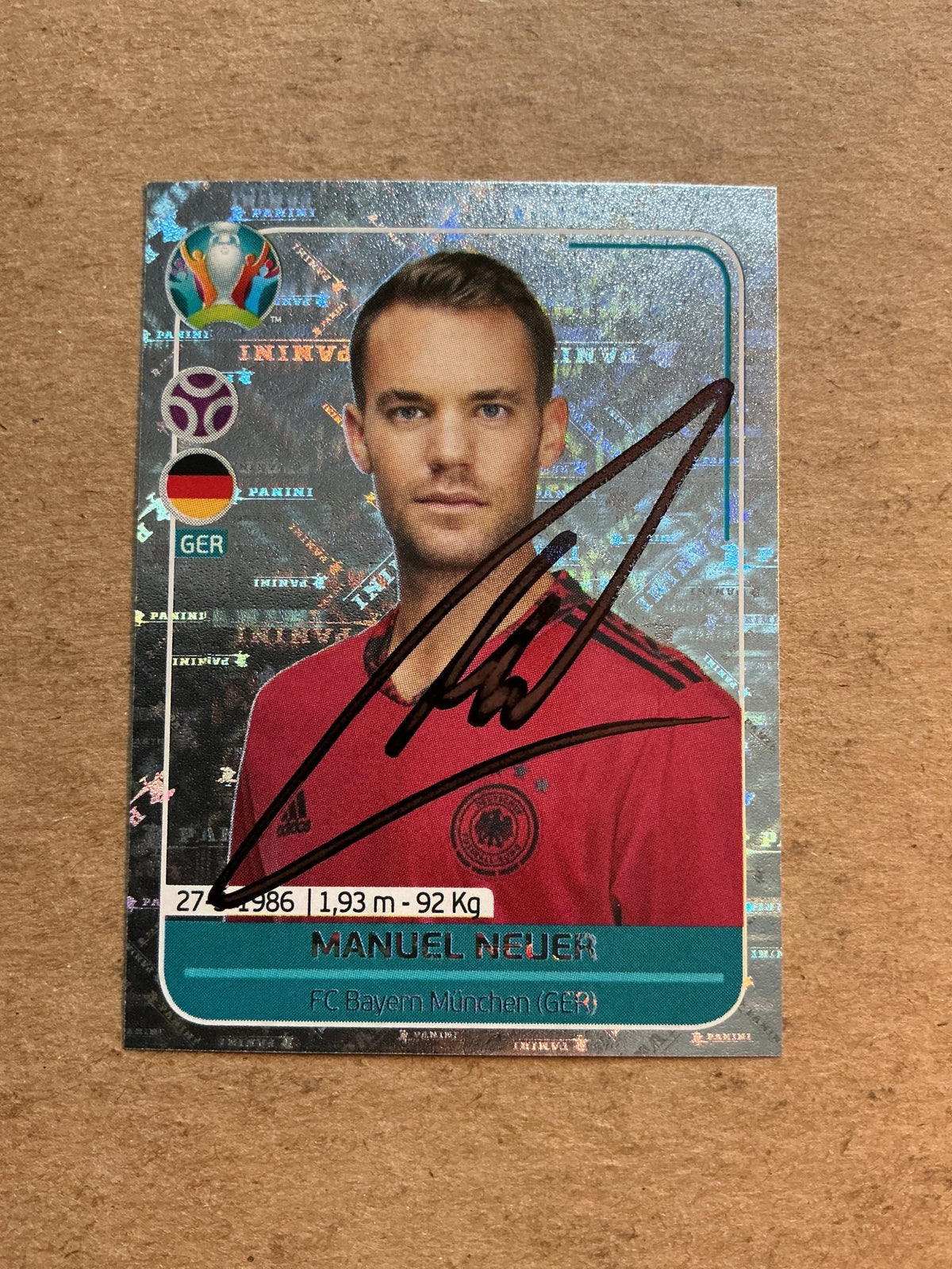 Manuel Neuer, Germany 🇩🇪 UEFA Euro 2020 Panini hand signed - Autographs-World