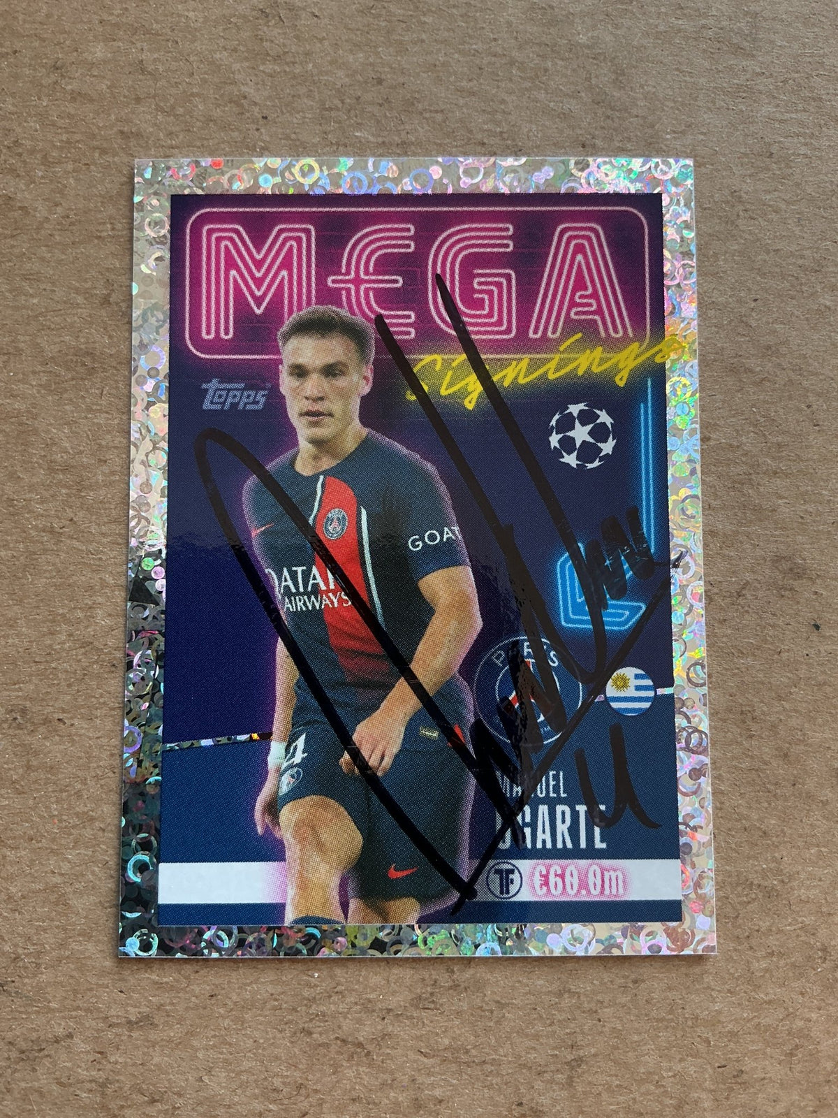 Manuel Ugarte, Uruguay 🇺🇾 Paris Saint-Germain 2023/24 Topps hand signed - Autographs-World