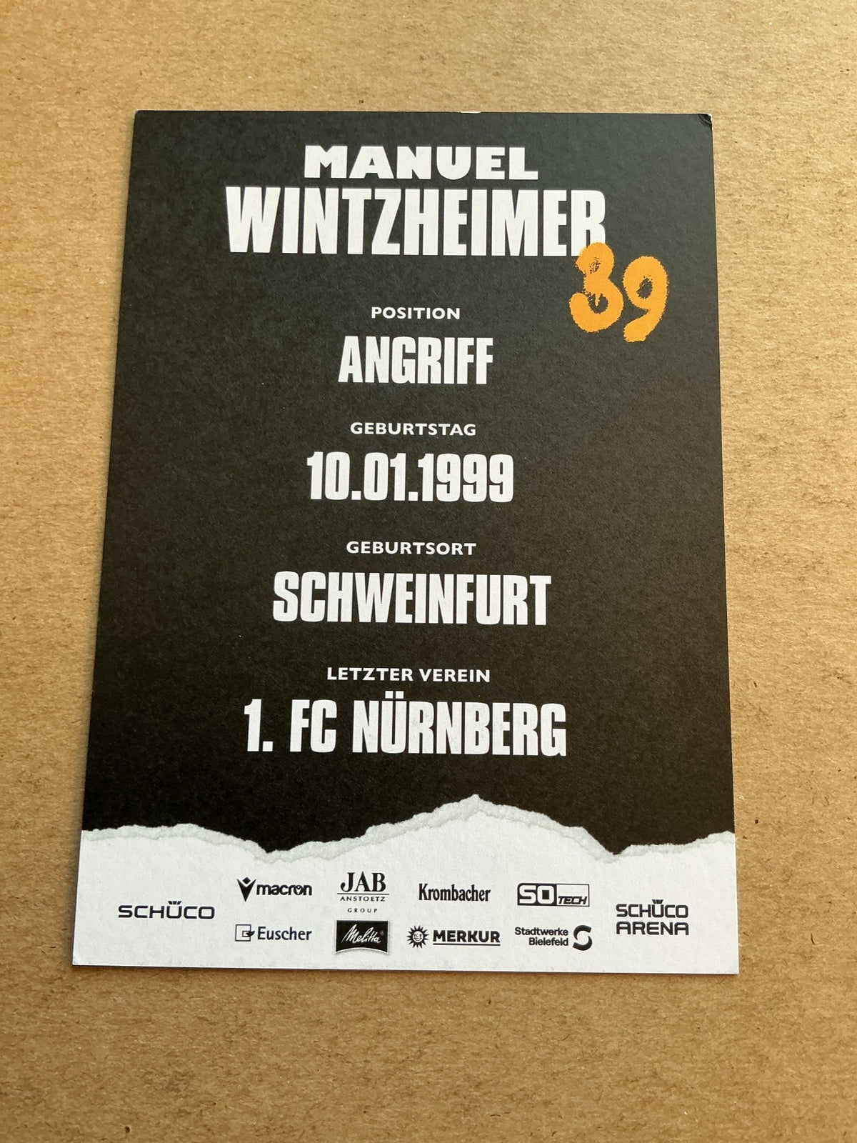 Manuel Wintzheimer, Germany 🇩🇪 Arminia Bielefeld 2023/24 hand signed - Autographs-World