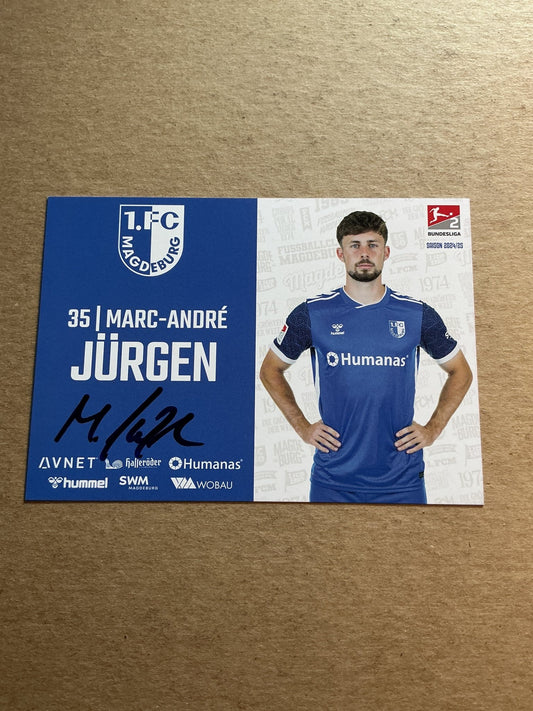 Marc-Andre Jürgen, Germany 🇩🇪 1.FC Magdeburg 2024/25 hand signed - Autographs-World