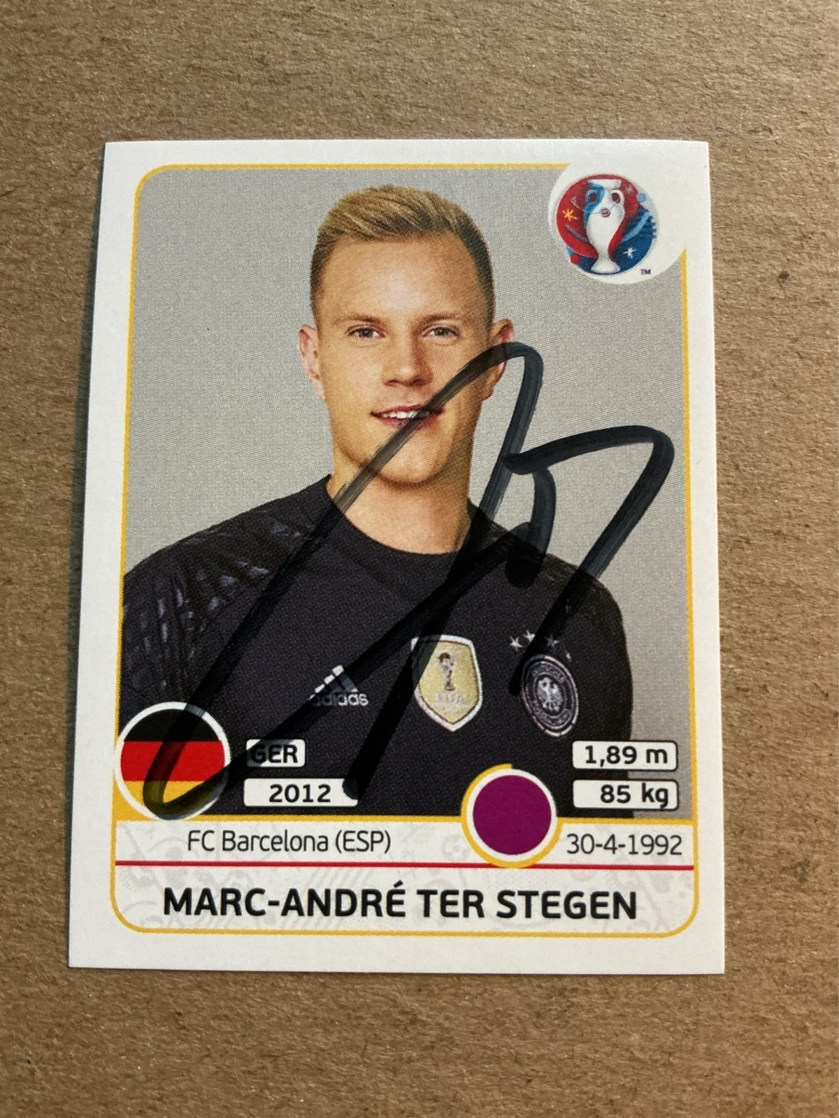 Marc-André ter Stegen, Germany 🇩🇪 UEFA Euro 2016 Panini hand signed - Autographs-World