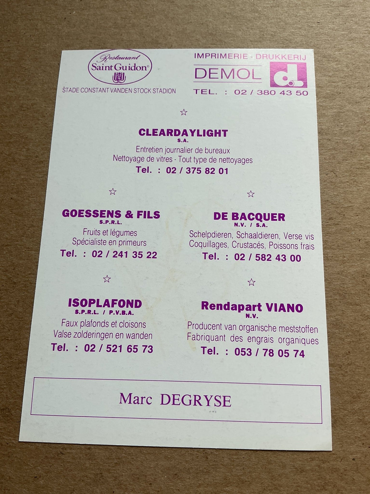 Marc Degryse, Belgium 🇧🇪 RSC Anderlecht 1993/94 hand signed - Autographs-World