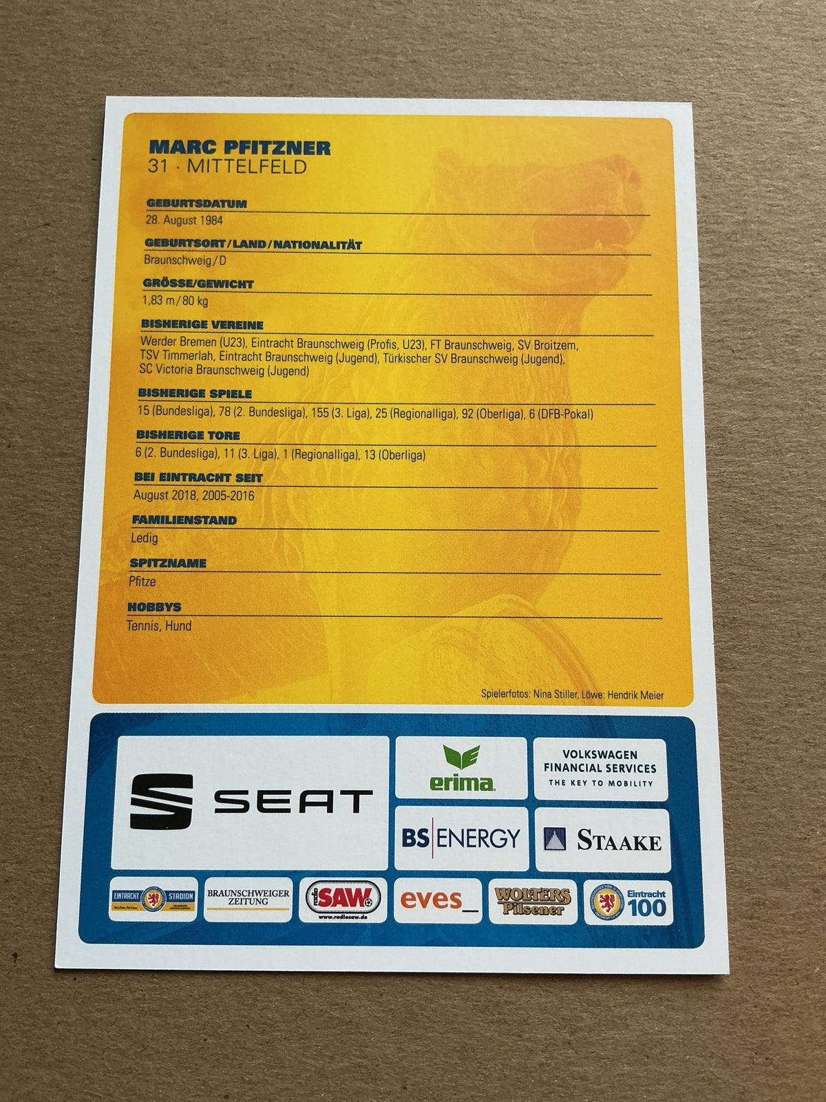 Marc Pfitzner, Germany 🇩🇪 Eintracht Braunschweig 2019/20 hand signed - Autographs-World
