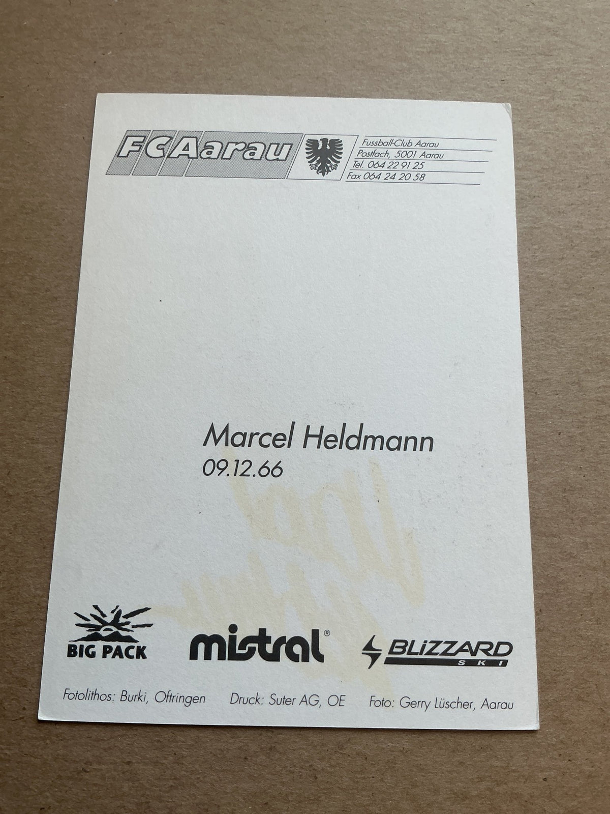 Marcel Heldmann, Switzerland 🇨🇭 FC Aarau 1992/93 hand signed - Autographs-World