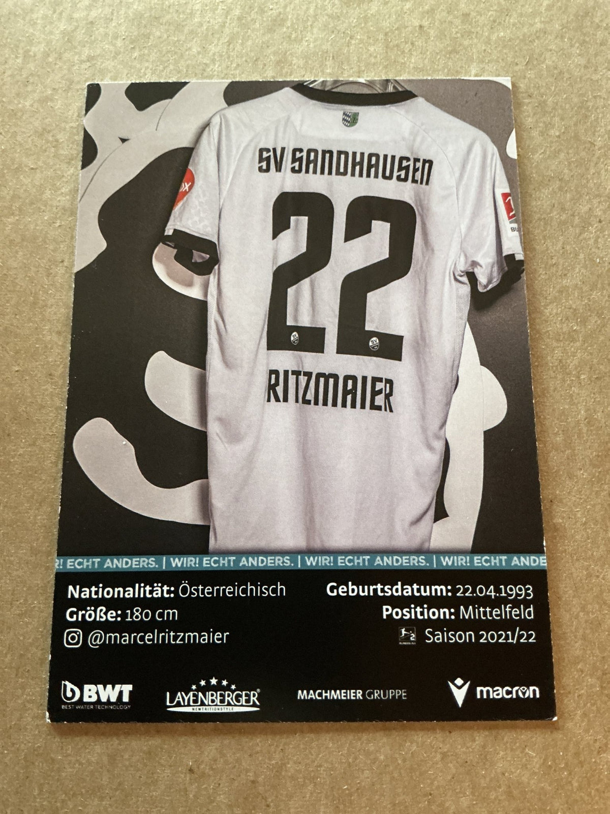 Marcel Ritzmaier, Austria 🇦🇹 SV Sandhausen 2021/22 hand signed - Autographs-World