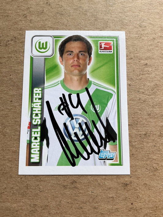Marcel Schäfer, Germany 🇩🇪 VfL Wolfsburg 2013/14 Topps hand signed - Autographs-World