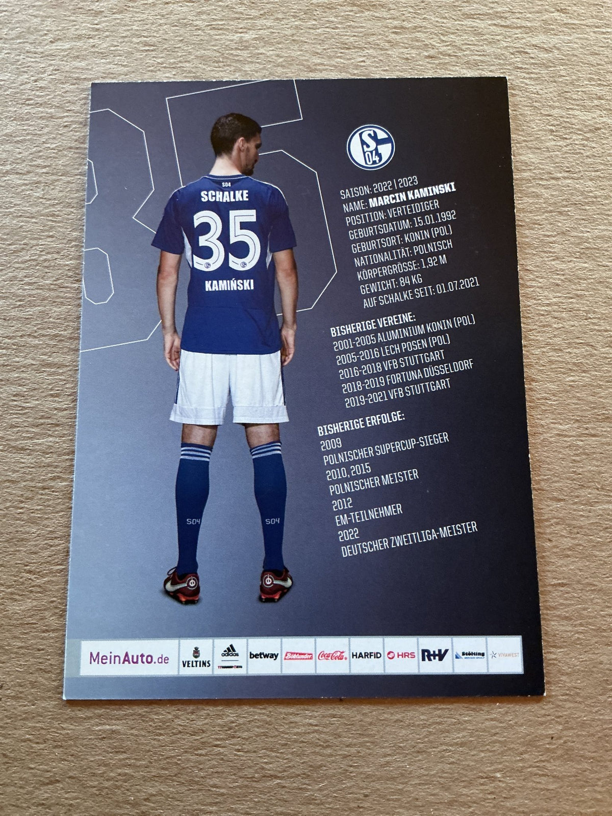 Marcin Kaminski, Poland 🇵🇱 FC Schalke 04 2022/23 hand signed - Autographs-World