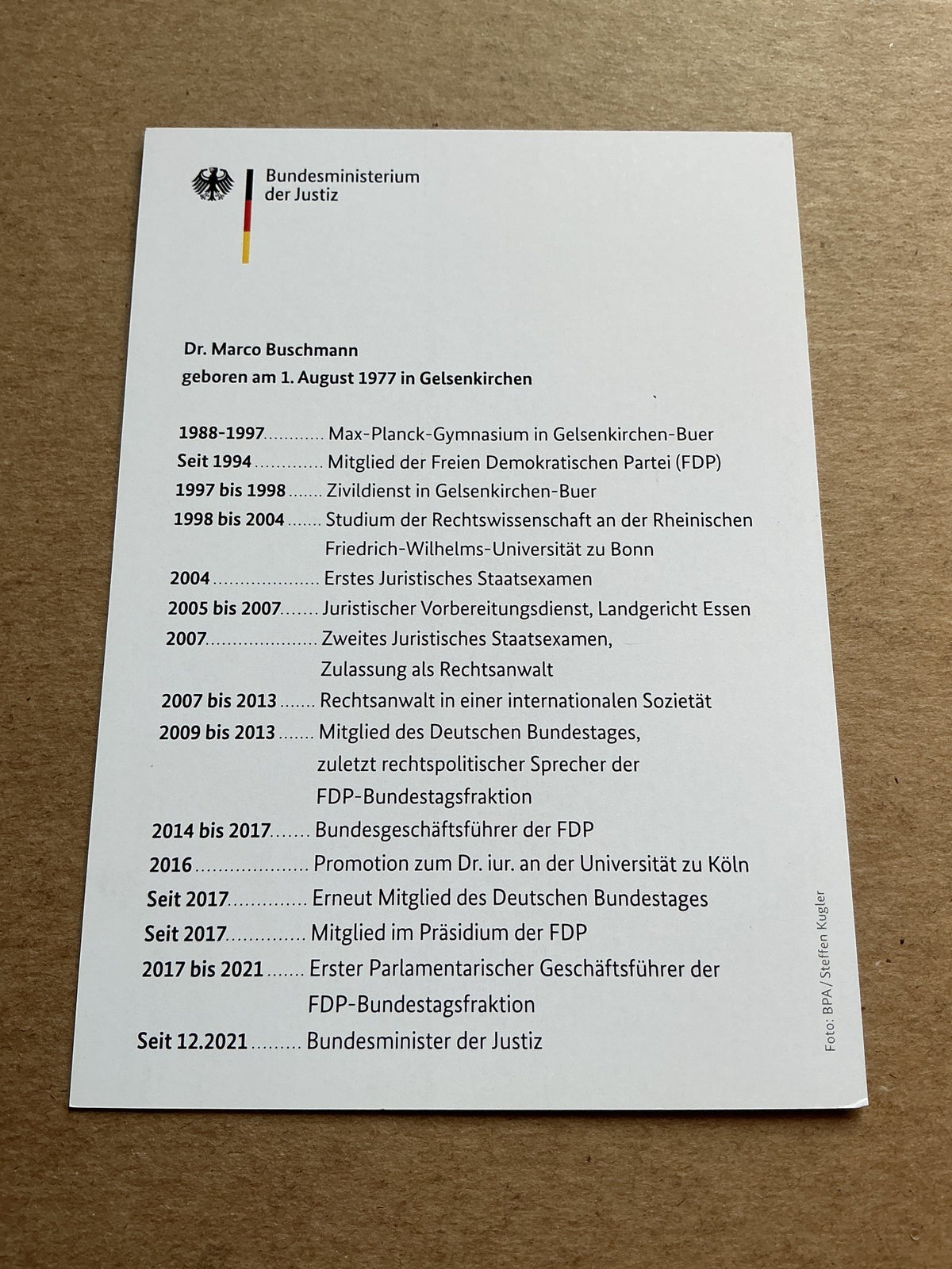 Marco Buschmann, Germany 🇩🇪 Minister of Justice 2024 hand signed - Autographs-World