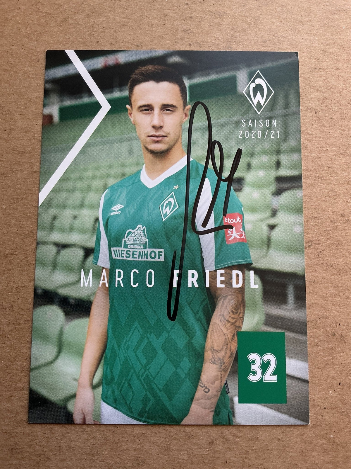 Marco Friedl, Austria 🇦🇹 SV Werder Bremen 2020/21 hand signed - Autographs-World