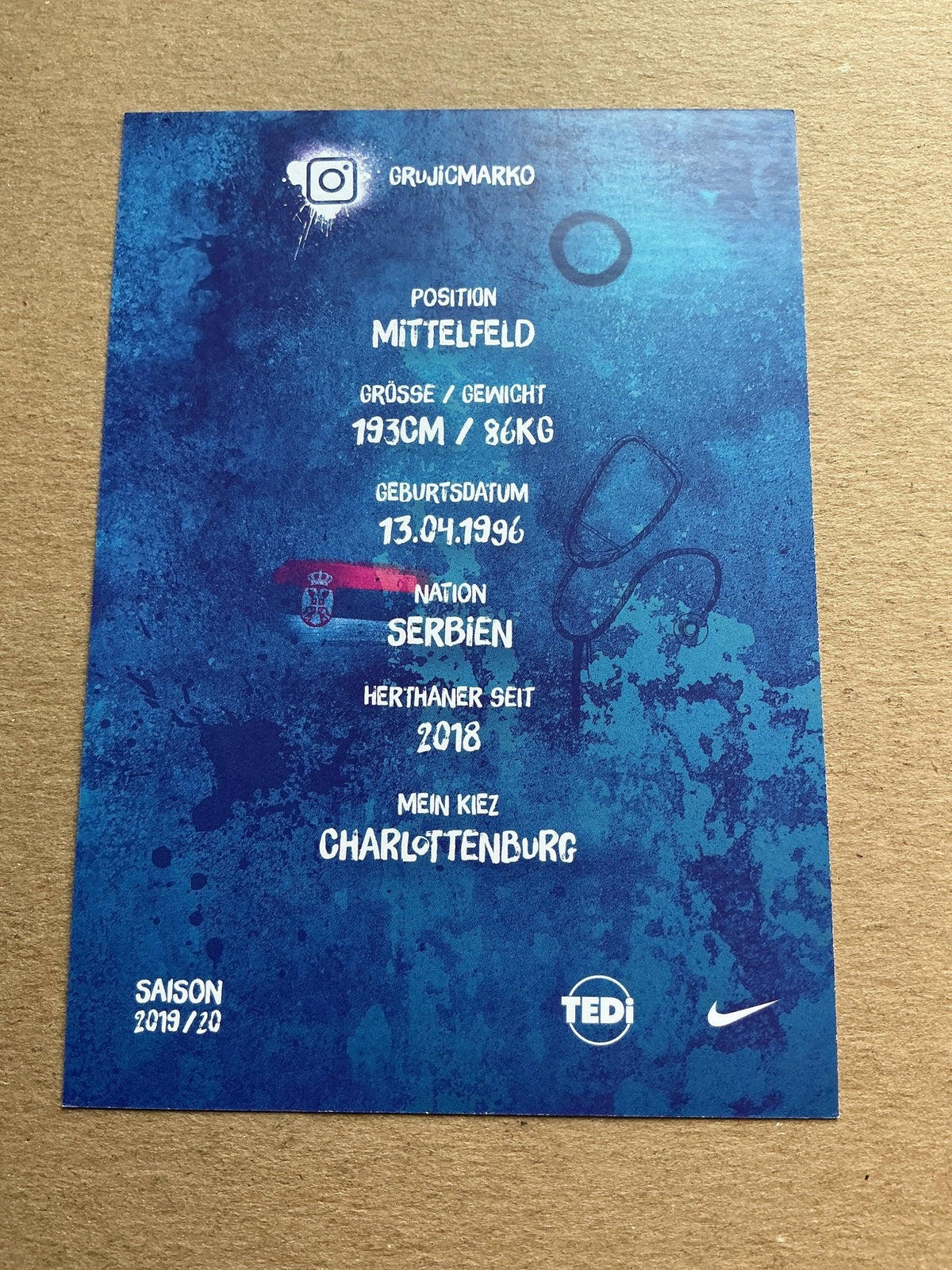 Marco Grujić, Serbia 🇷🇸 Hertha BSC Berlin 2019/20 hand signed - Autographs-World