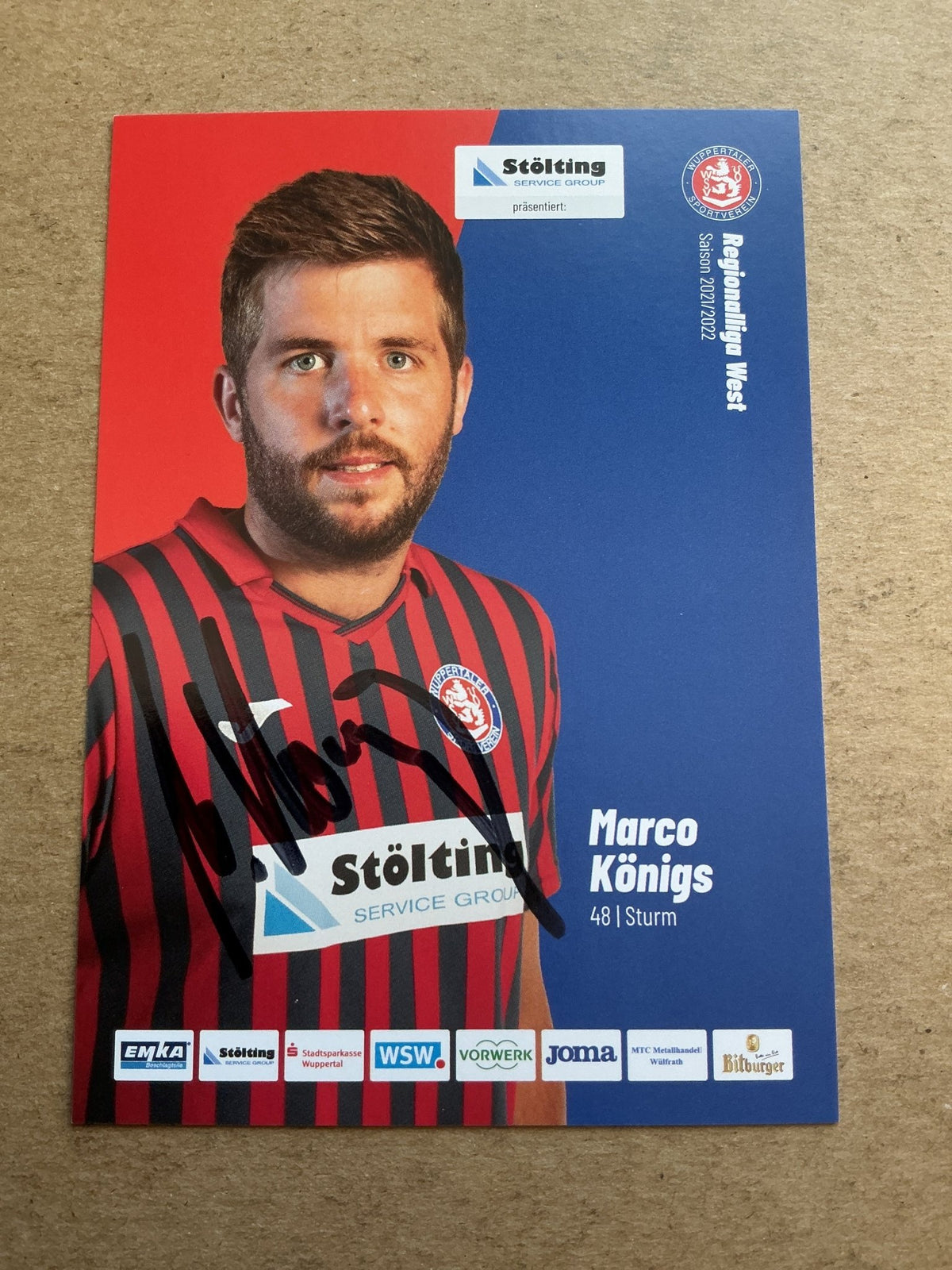 Marco Königs, Germany 🇩🇪 Wuppertaler SV 2021/22 hand signed - Autographs-World