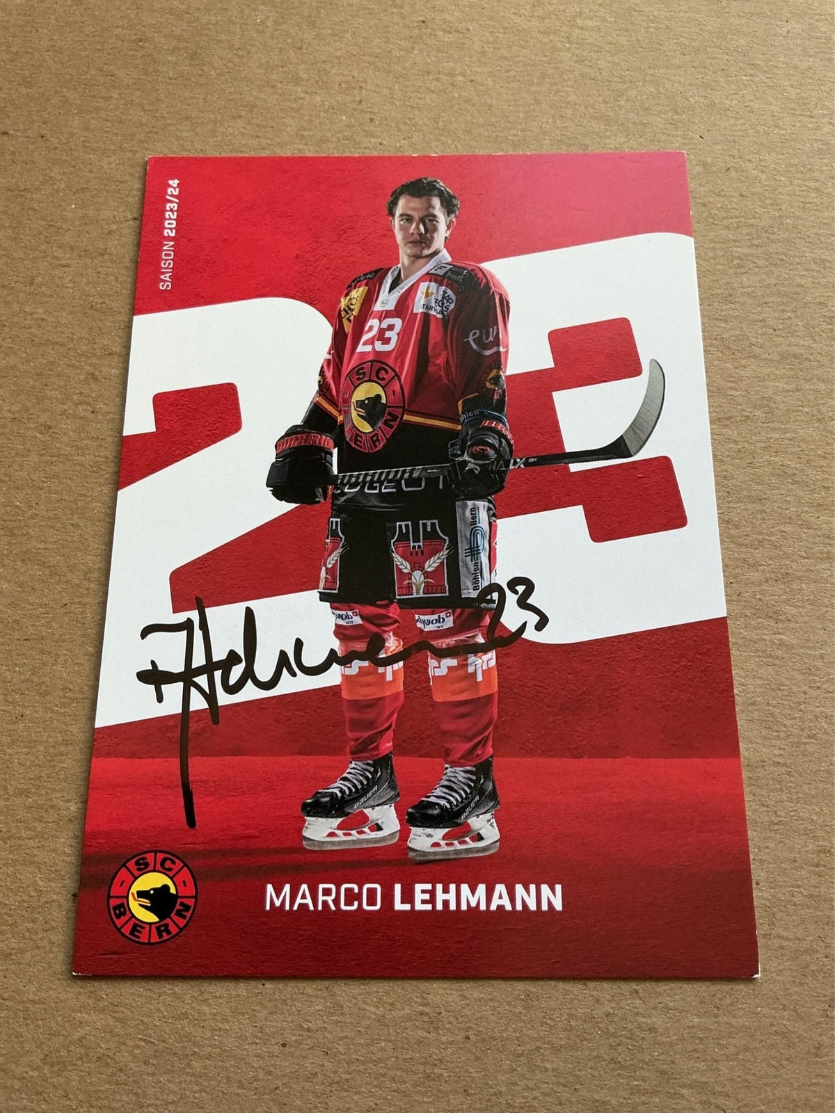 Marco Lehmann, Switzerland 🇨🇭 SC Bern 2023/24 hand signed - Autographs-World