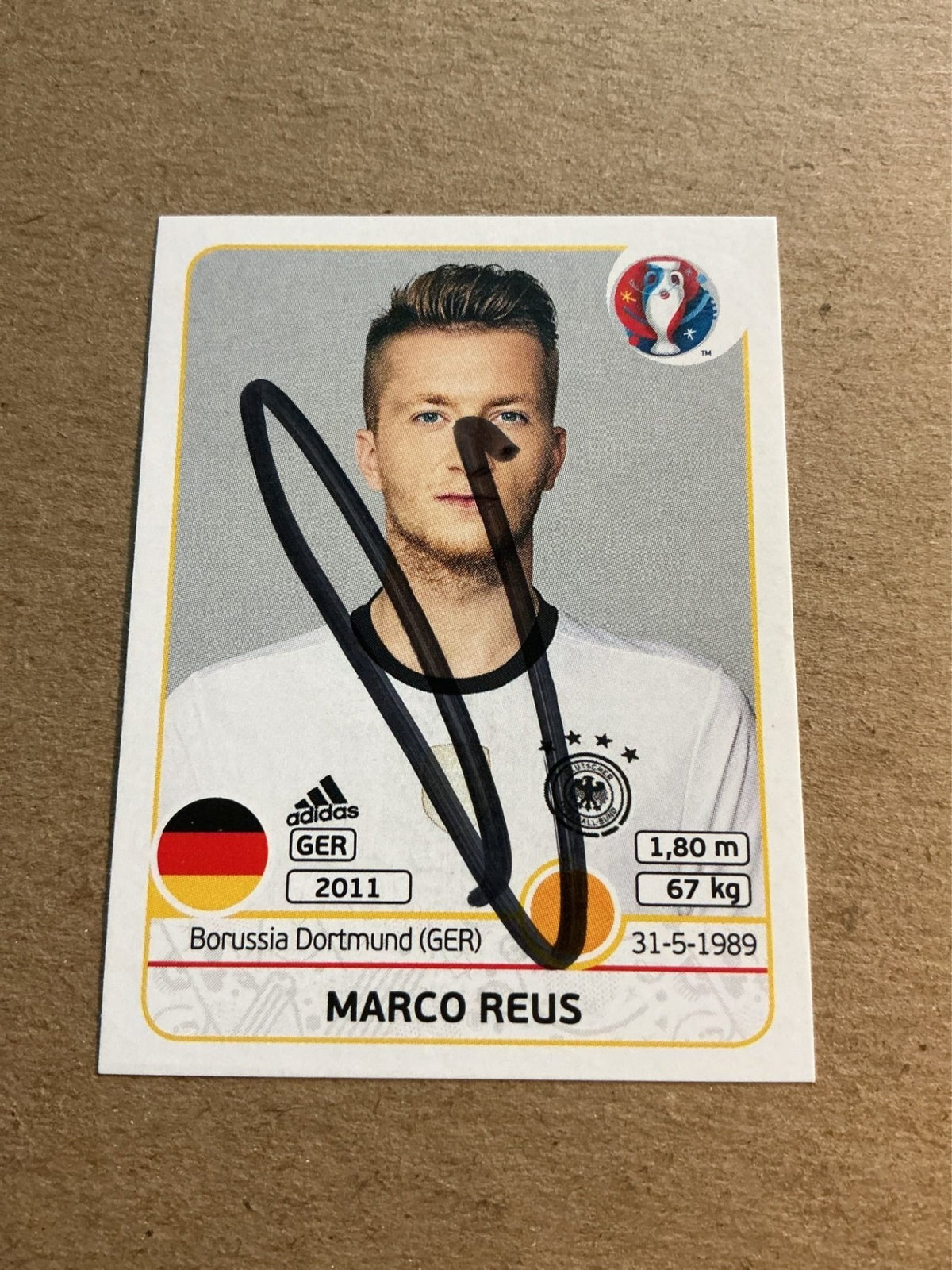 Marco Reus, Germany 🇩🇪 UEFA Euro 2016 Panini hand signed - Autographs-World
