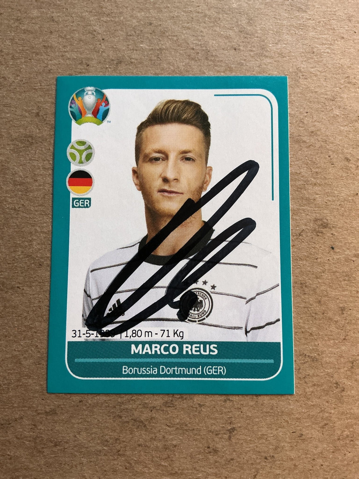 Marco Reus, Germany 🇩🇪 UEFA Euro 2020 Panini hand signed - Autographs-World
