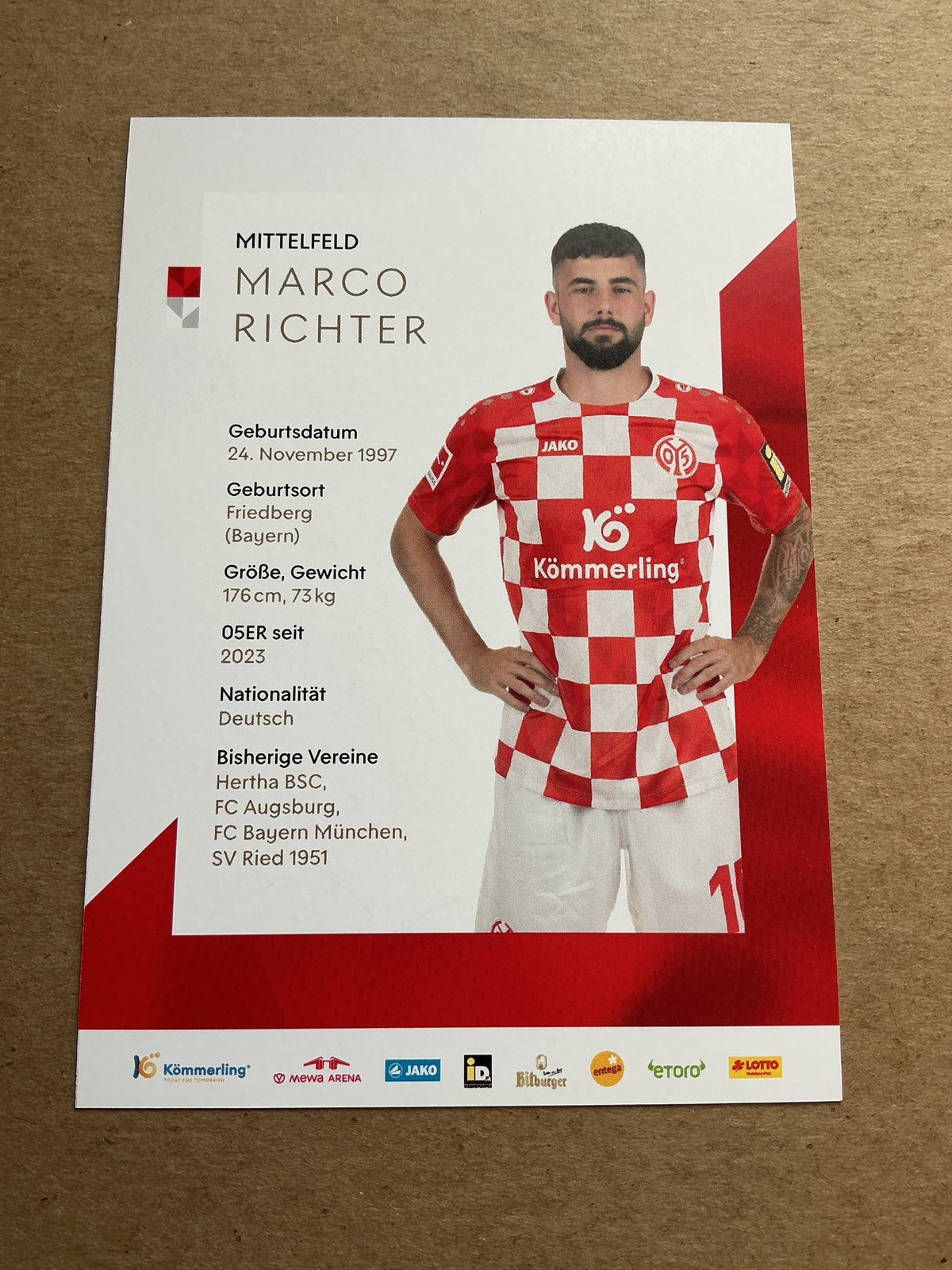 Marco Richter, Germany 🇩🇪 FSV Mainz 05 2023/24 hand signed - Autographs-World
