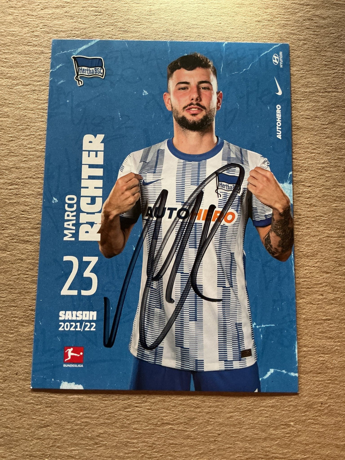 Marco Richter, Germany 🇩🇪 Hertha BSC Berlin 2021/22 hand signed - Autographs-World