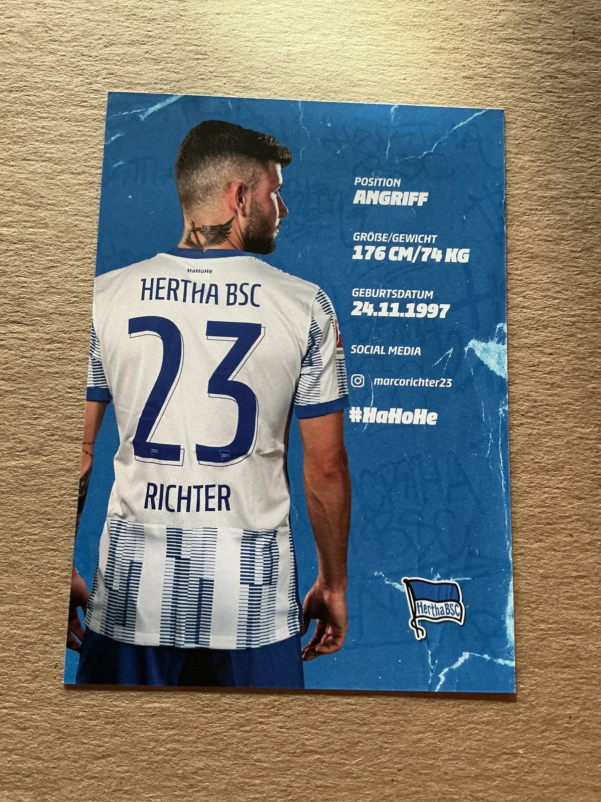 Marco Richter, Germany 🇩🇪 Hertha BSC Berlin 2021/22 hand signed - Autographs-World