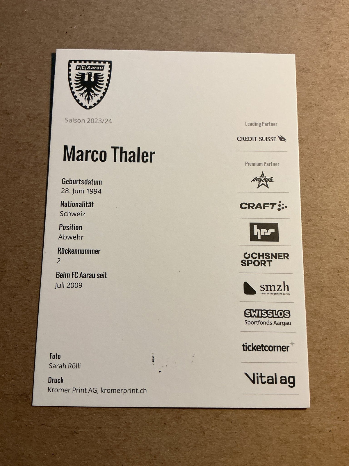 Marco Thaler, Switzerland 🇨🇭FC Aarau 2023/24 hand signed - Autographs-World