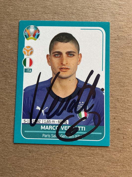 Marco Verratti, Italy 🇮🇹 UEFA Euro 2020 Panini hand signed - Autographs-World