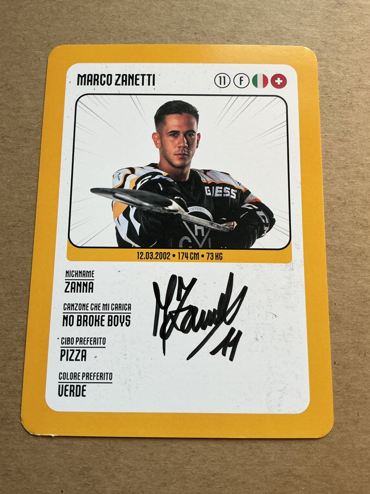 Marco Zanetti, Italy 🇮🇹 HC Lugano 2025/26 hand signed - Autographs-World