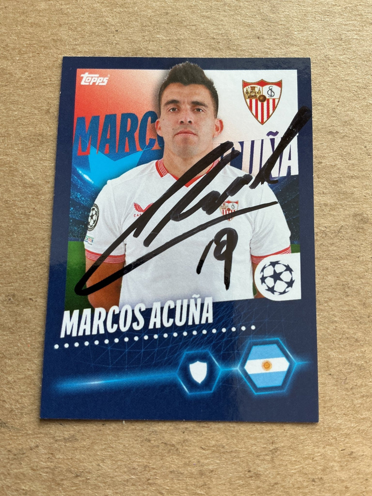 Marcos Acuna, Argentina 🇦🇷 Sevilla FC 2023/24 Topps hand signed - Autographs-World