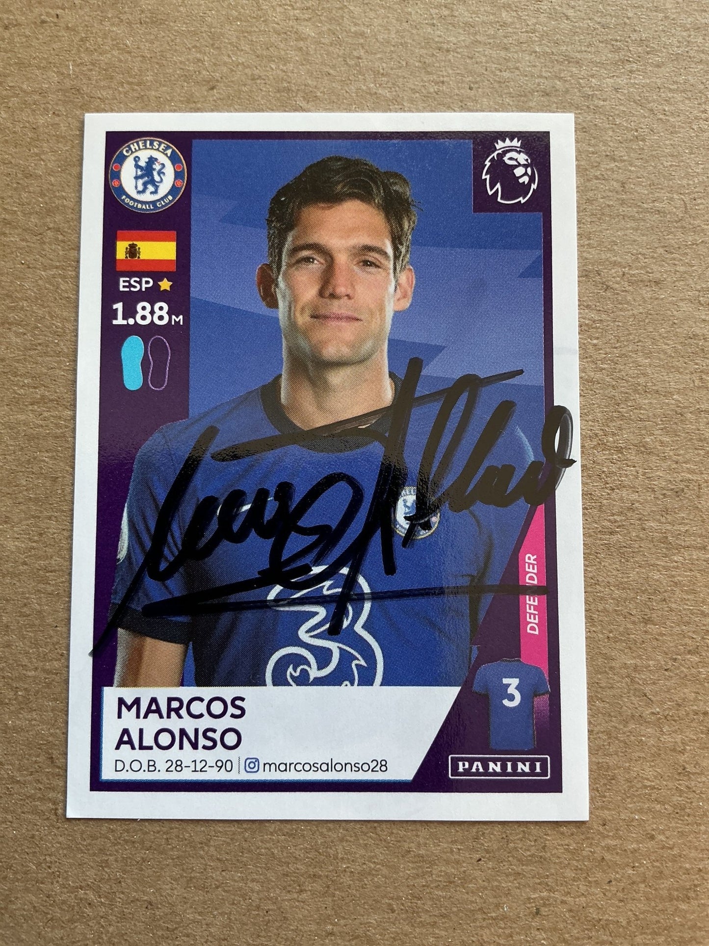 Marcos Alonso, Spain 🇪🇸 Chelsea FC 2021 Panini hand signed - Autographs-World
