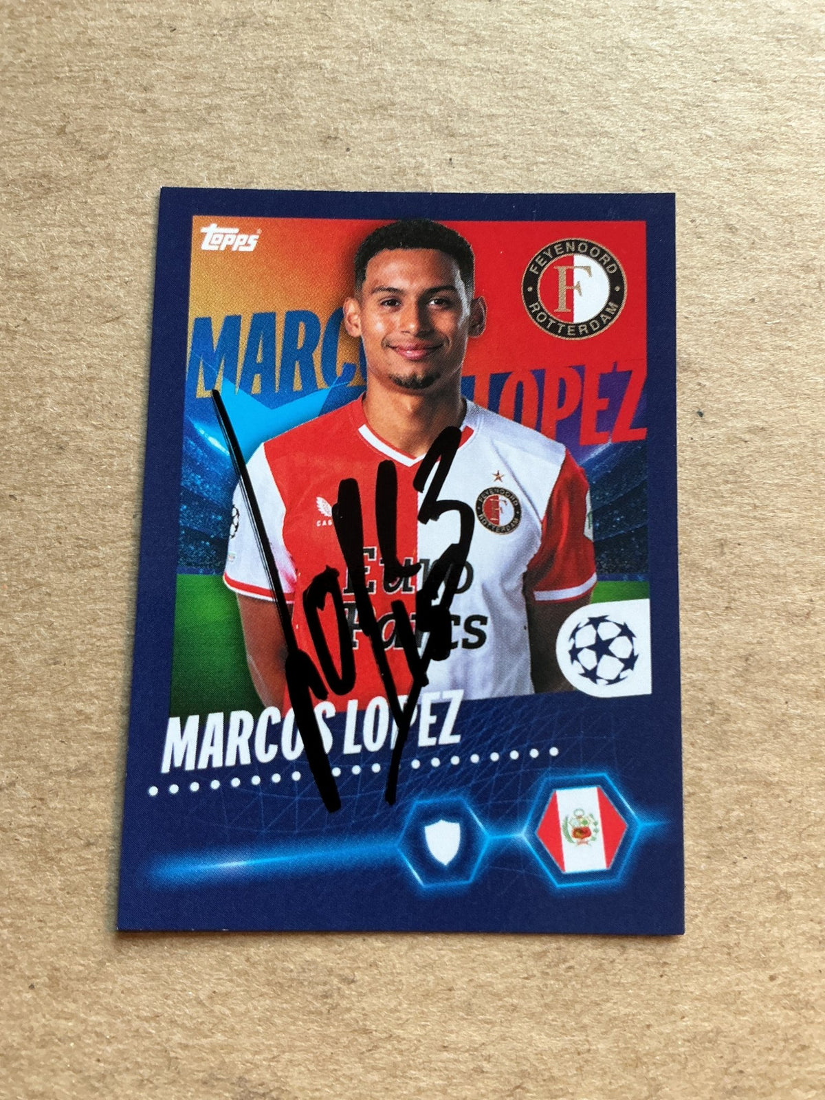 Marcos Lopez, Peru 🇵🇪 Feyenoord Rotterdam 2023/24 Topps hand signed - Autographs-World
