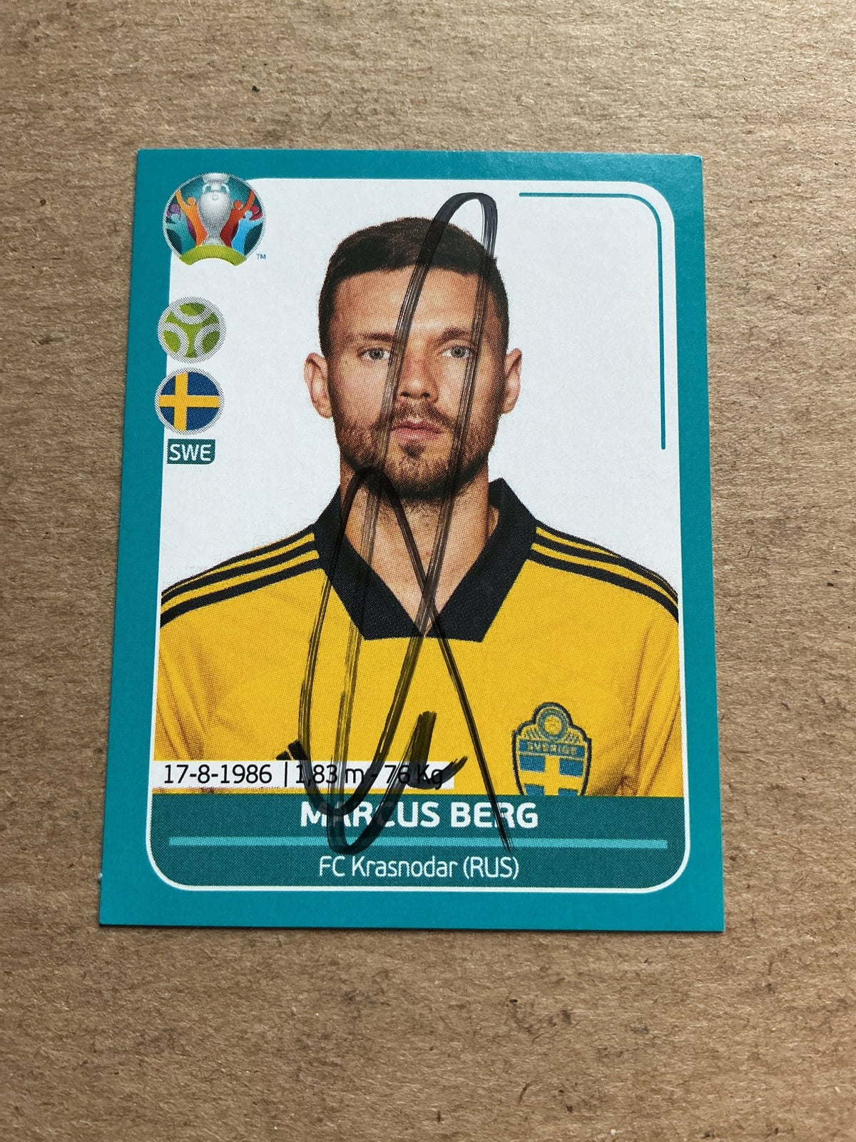 Marcus Berg, Sweden 🇸🇪 UEFA Euro 2020 Panini hand signed - Autographs-World