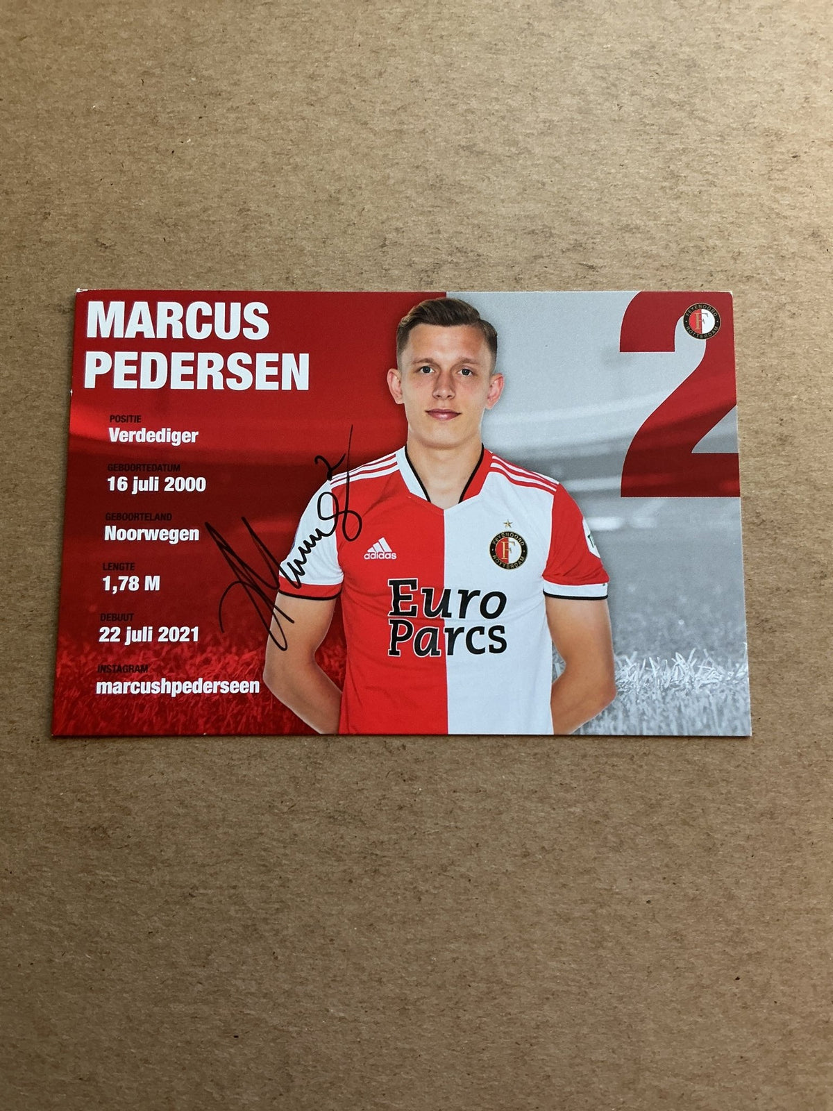 Marcus Pedersen, Norway 🇳🇴 Feyenoord Rotterdam 2021/22 hand signed - Autographs-World