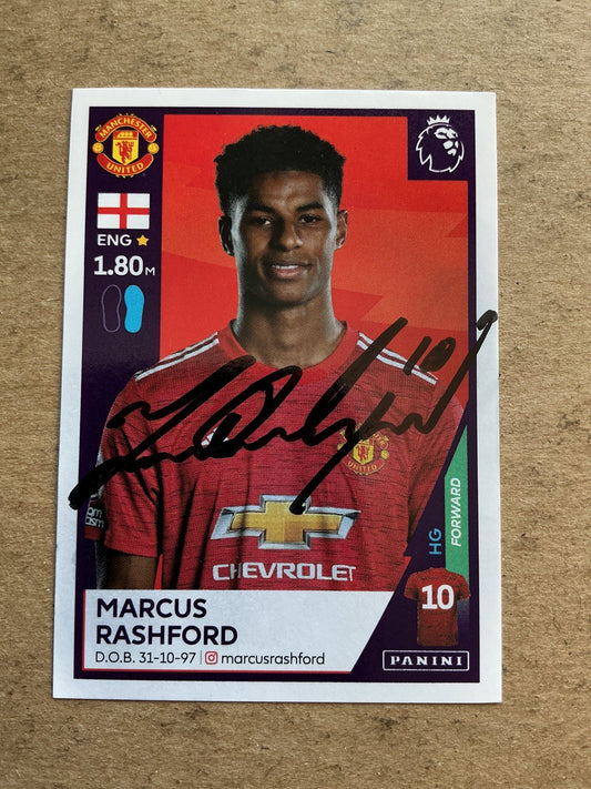 Marcus Rashford, England 🏴󠁧󠁢󠁥󠁮󠁧󠁿 Manchester United 2021 Panini hand signed - Autographs-World