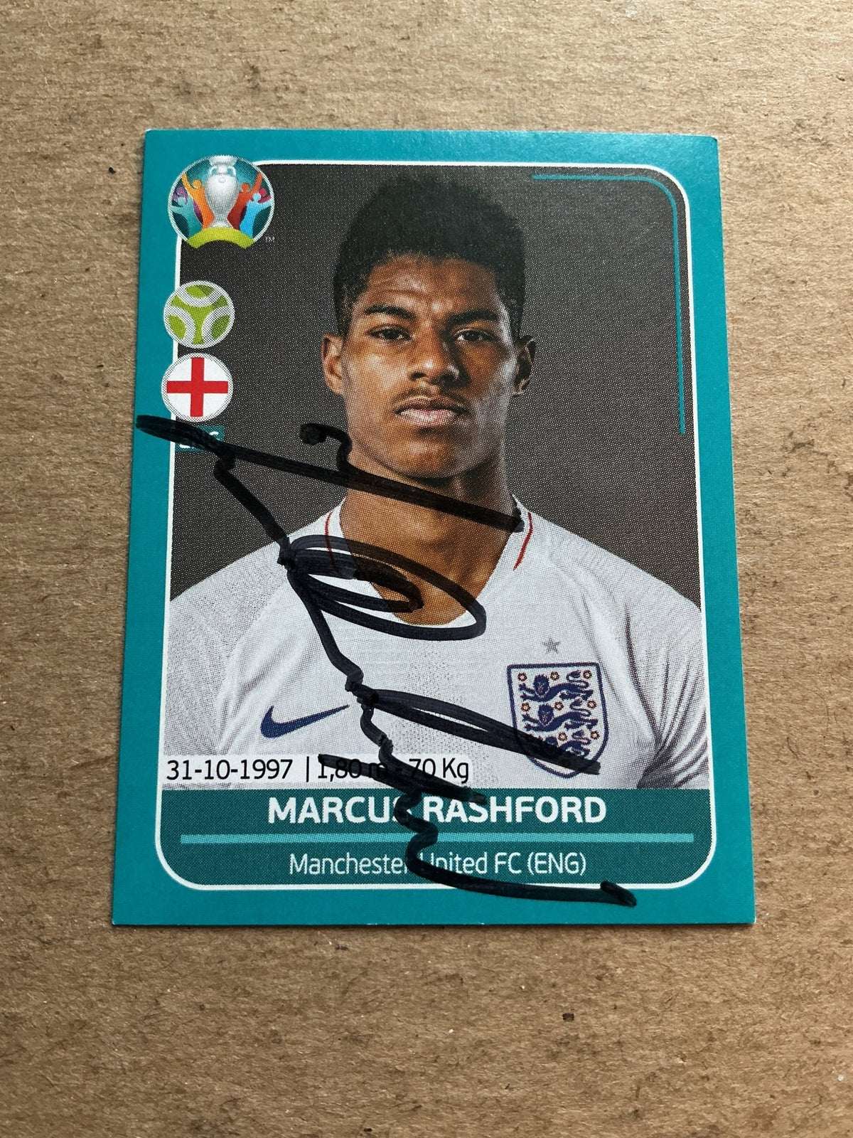 Marcus Rashford, England 🏴󠁧󠁢󠁥󠁮󠁧󠁿 UEFA Euro 2020 Panini hand signed - Autographs-World